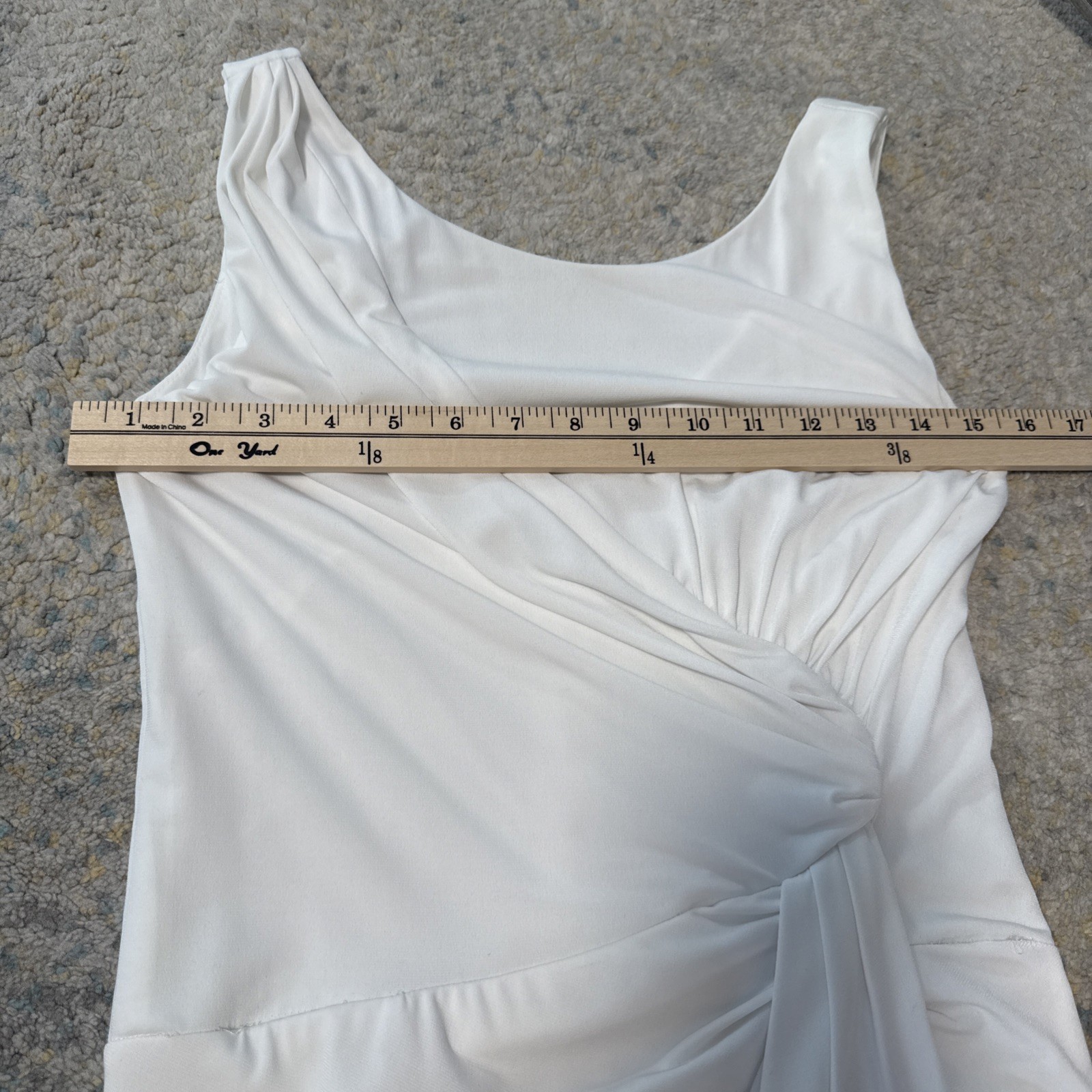 Vtg Rubber Ducky made in USA white formal long wedding dress side slit sz S 90s