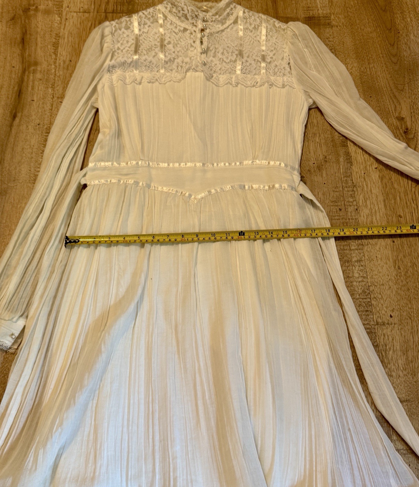1970 Gunne Sax bridal maxi dress Princess ivory lace Edwardian-style Jane Austen