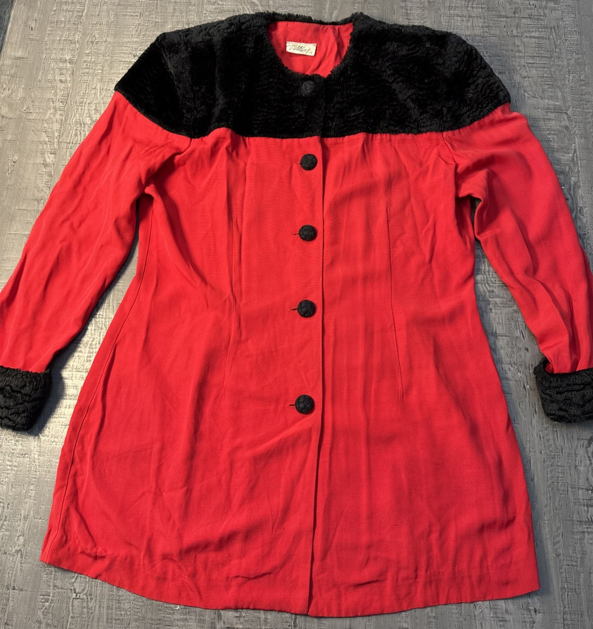 Vintage D’Albert Red and black Lightweight Mid Length Jacket Made In USA 1980s