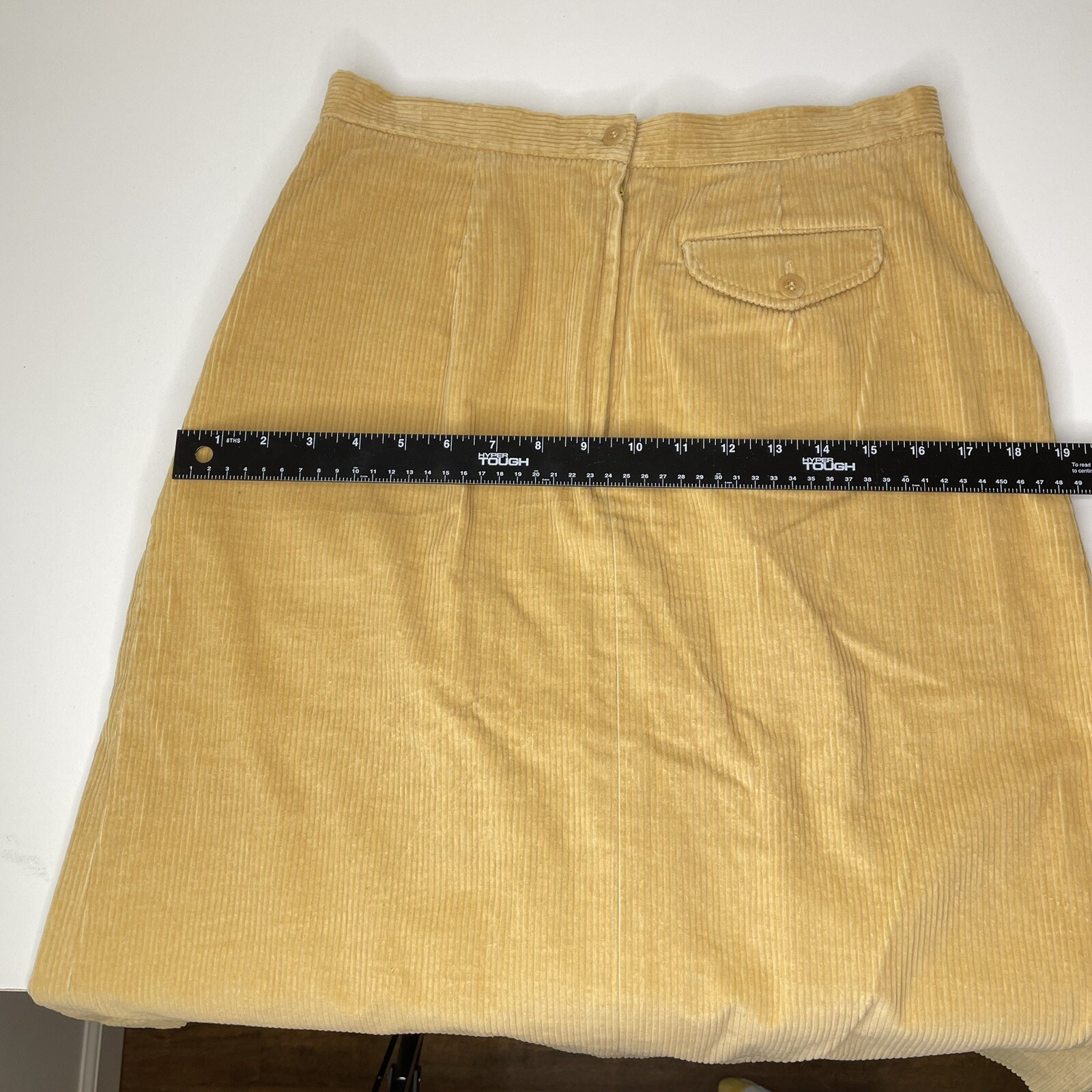 Vintage Picket & Post Corduroy A Line Skirt 14 Petite Pockets Beige Knee Japan