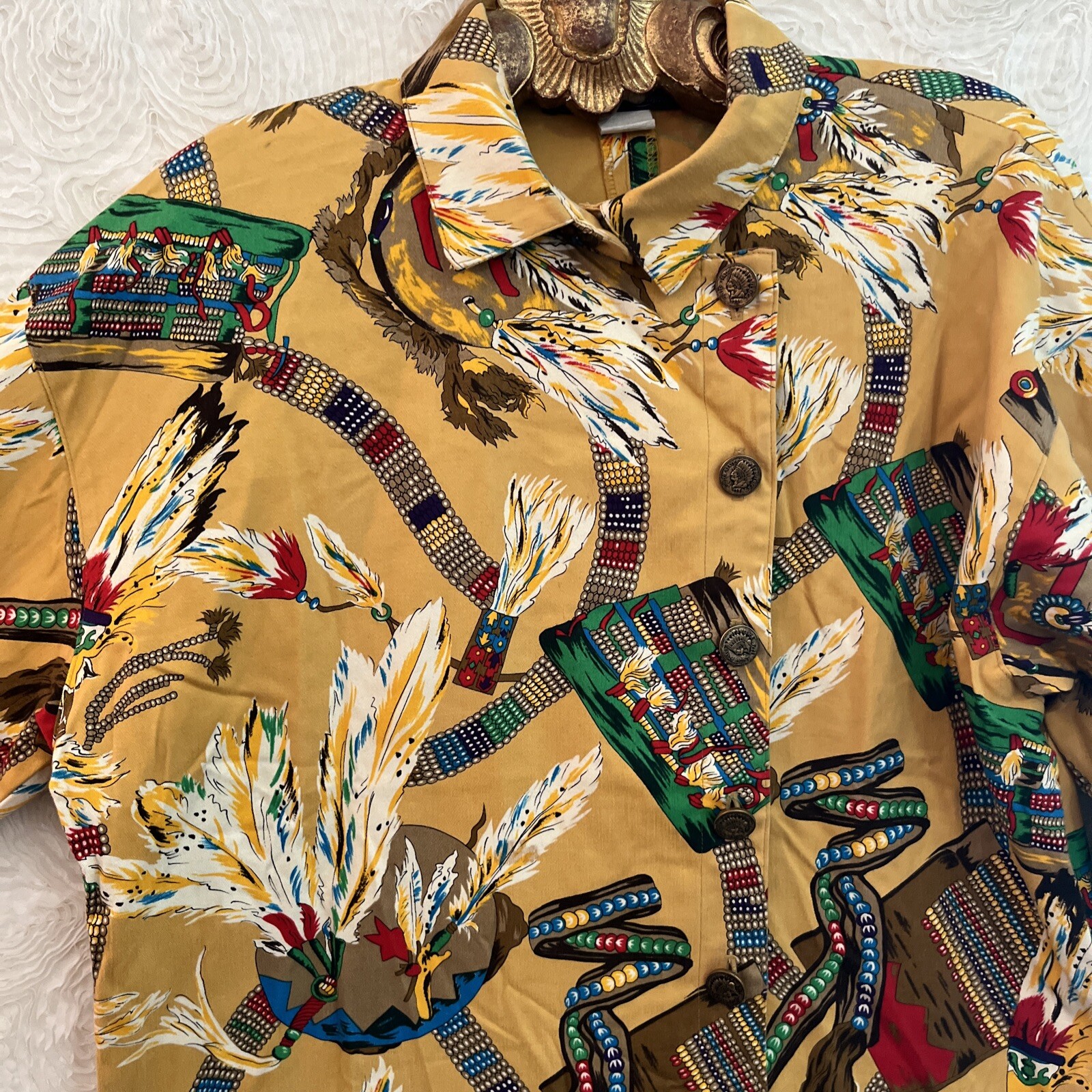 Vintage Alexander Campbell Shirt Women’s Medium Western Cowgirl Graphic Cotton