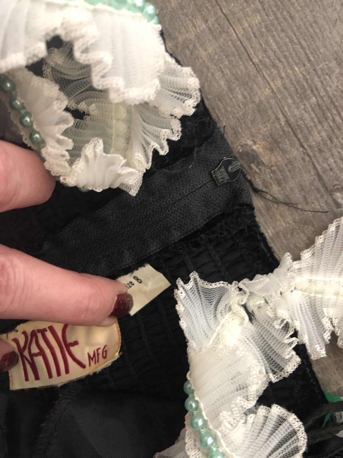 Katie MFG Black Velvet Bow Party Prom Dress 1980s Juniors XS Vintage Union