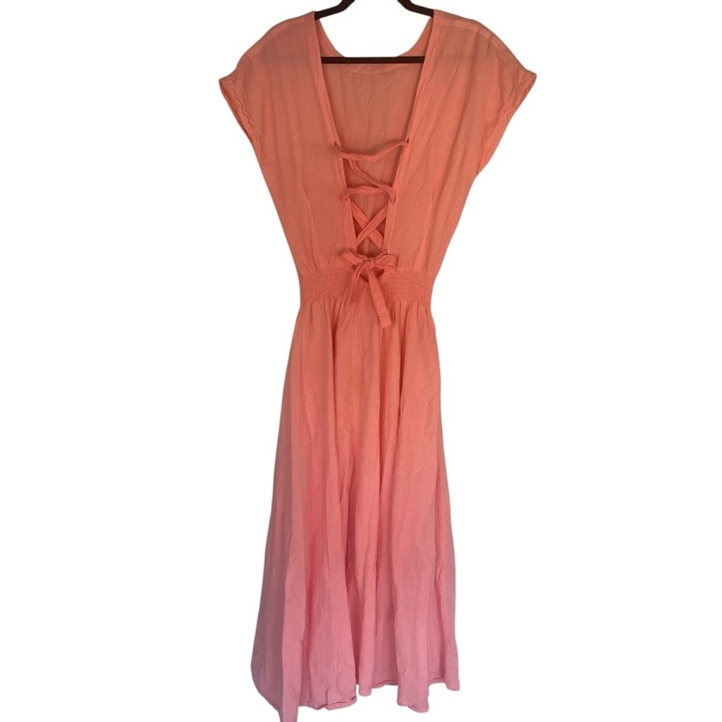 Vintage Medium New Hero 100% Native American Cotton Open Back Maxi Dress Boho