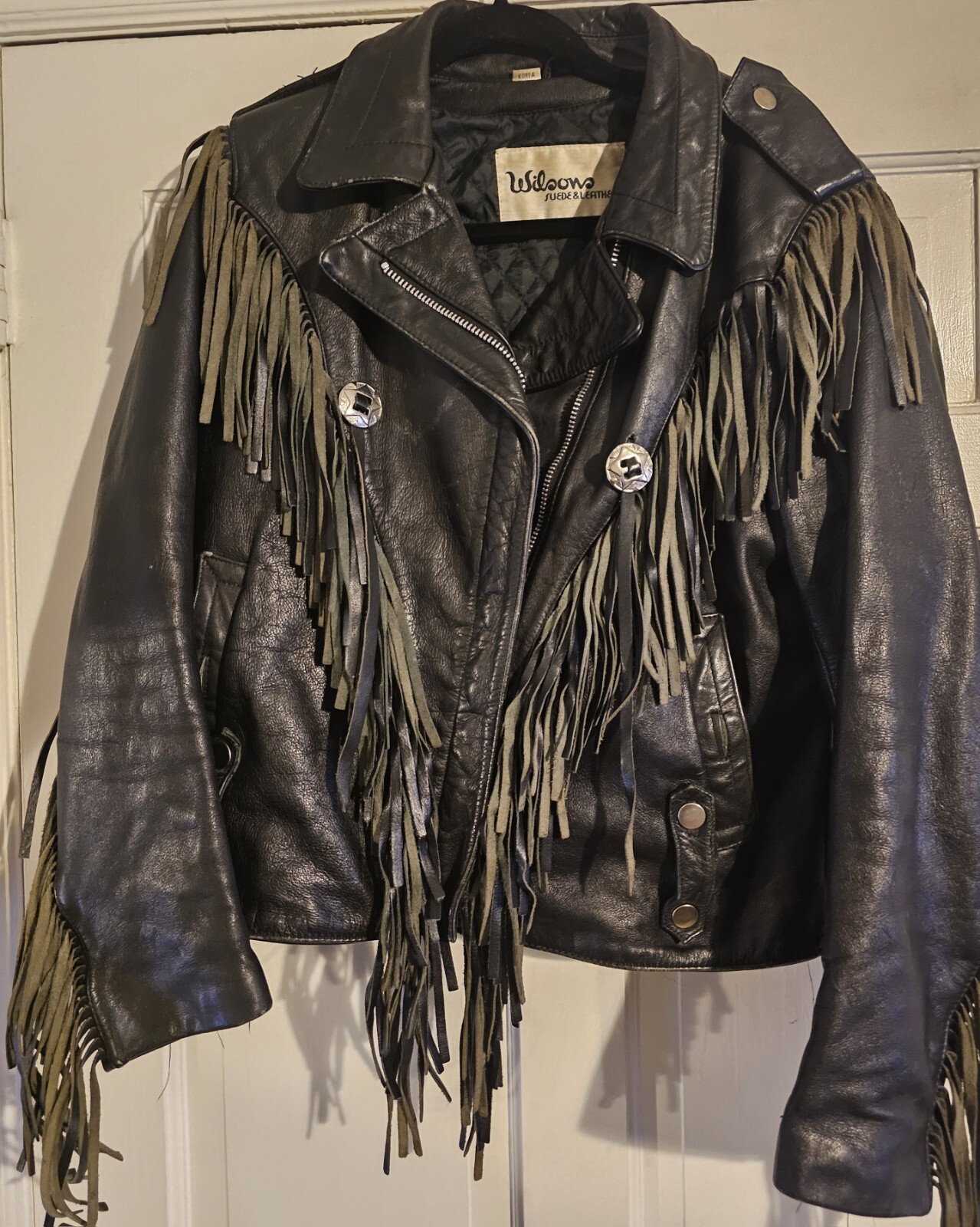 Wilsons Suede Leather Jacket Black Ladies Size 16