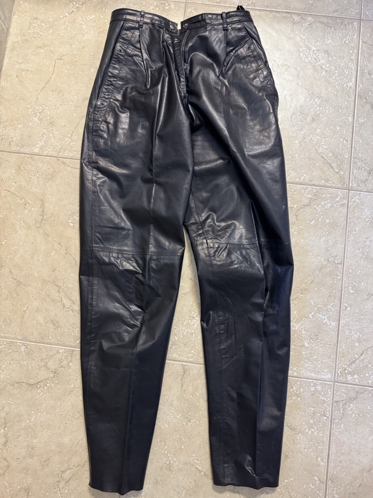 Women’s Vintage 1980’s INTUITIONS Black Leather Jacket & Pants Set Size 10-12
