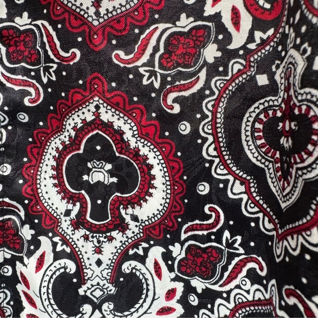 Vintage 80s Satin Tracksuit Jacket Black & Red Layered Look Zip Front Lavon XL