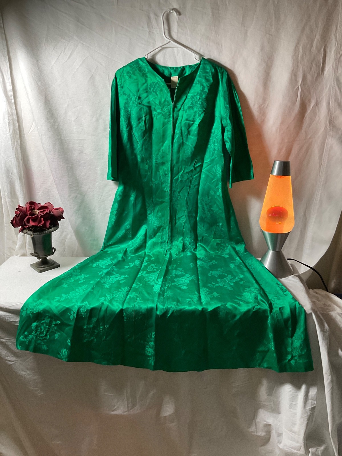 Vintage 1950’s Acetate Belted Green Dress Size 14
