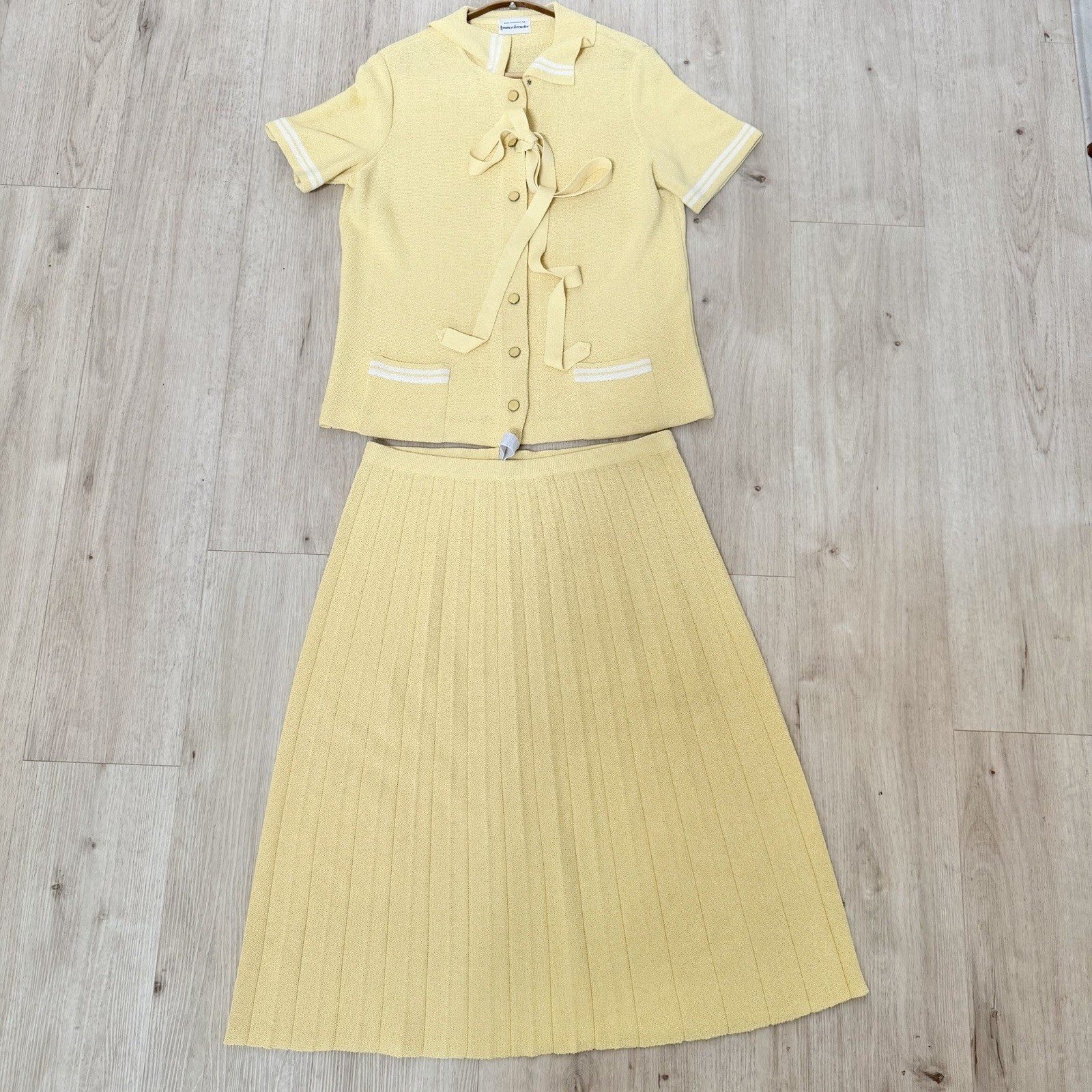 Vintage Frances Brewster Yellow Knit Dress Women’s Resort Wear Classic Chic
