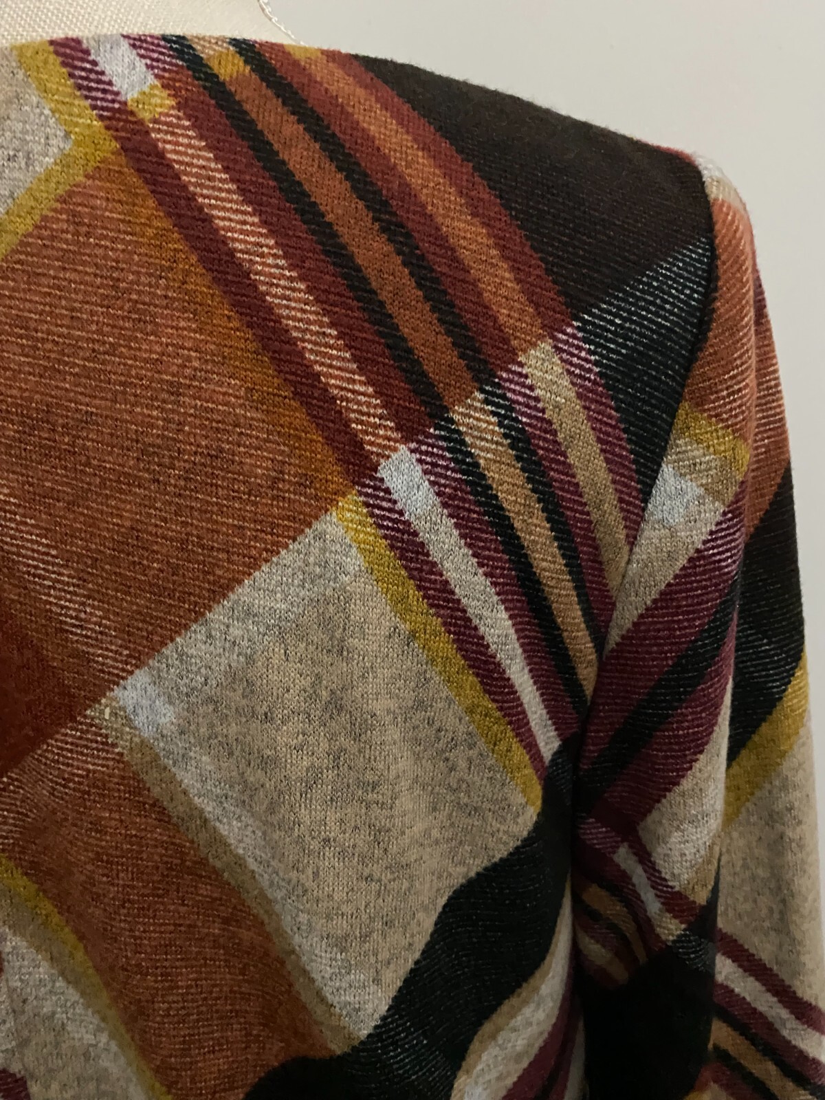 Vintage Plaid Dress Women’s M Brown 90s Long Sleeve Swing NWT Jessica Howard