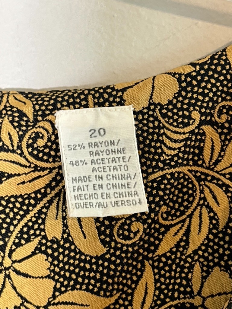 Vintage Floral Pleats Shift Dress 20 Yellow Retro Mod Boho Indie Preppy Chic 80s