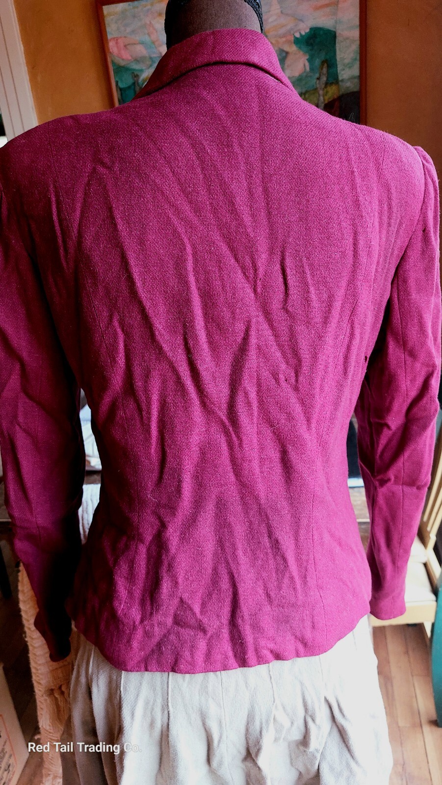 1940s Raspberry Carson Pirie Scott & Co. Jacket Blazer, New Look. SM As Is