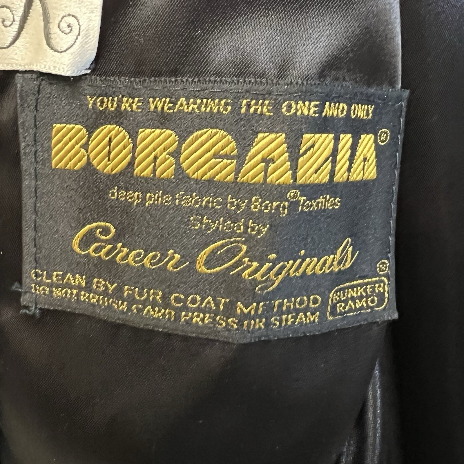 Borgazia Career Originals Vintage Faux Fur Coat Womens 10 Black Belted READ