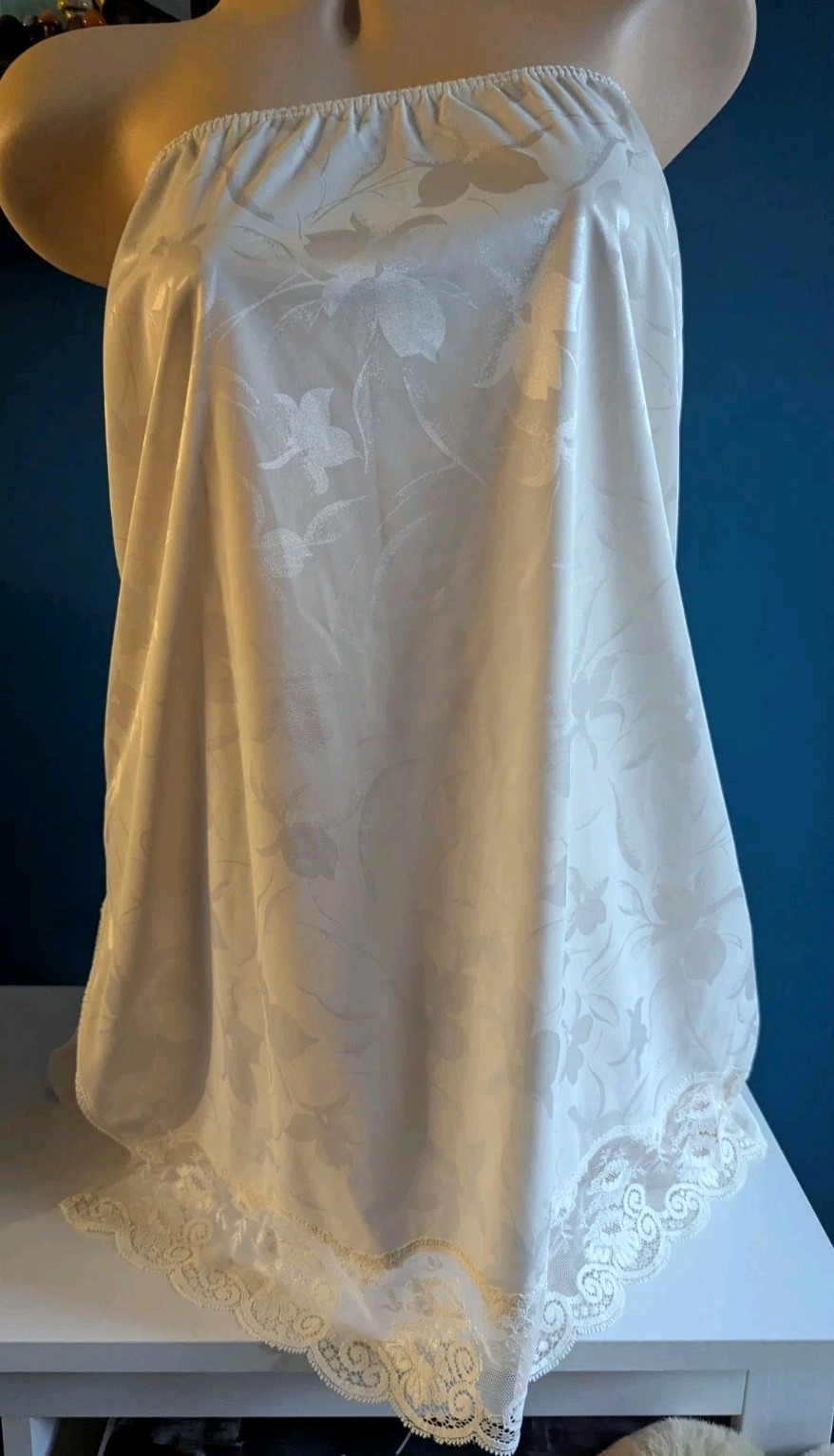 Vintage JCPenney „Intimate Thoughts” Slip L NWOT Lace Trimmed Nylon USA 1990s