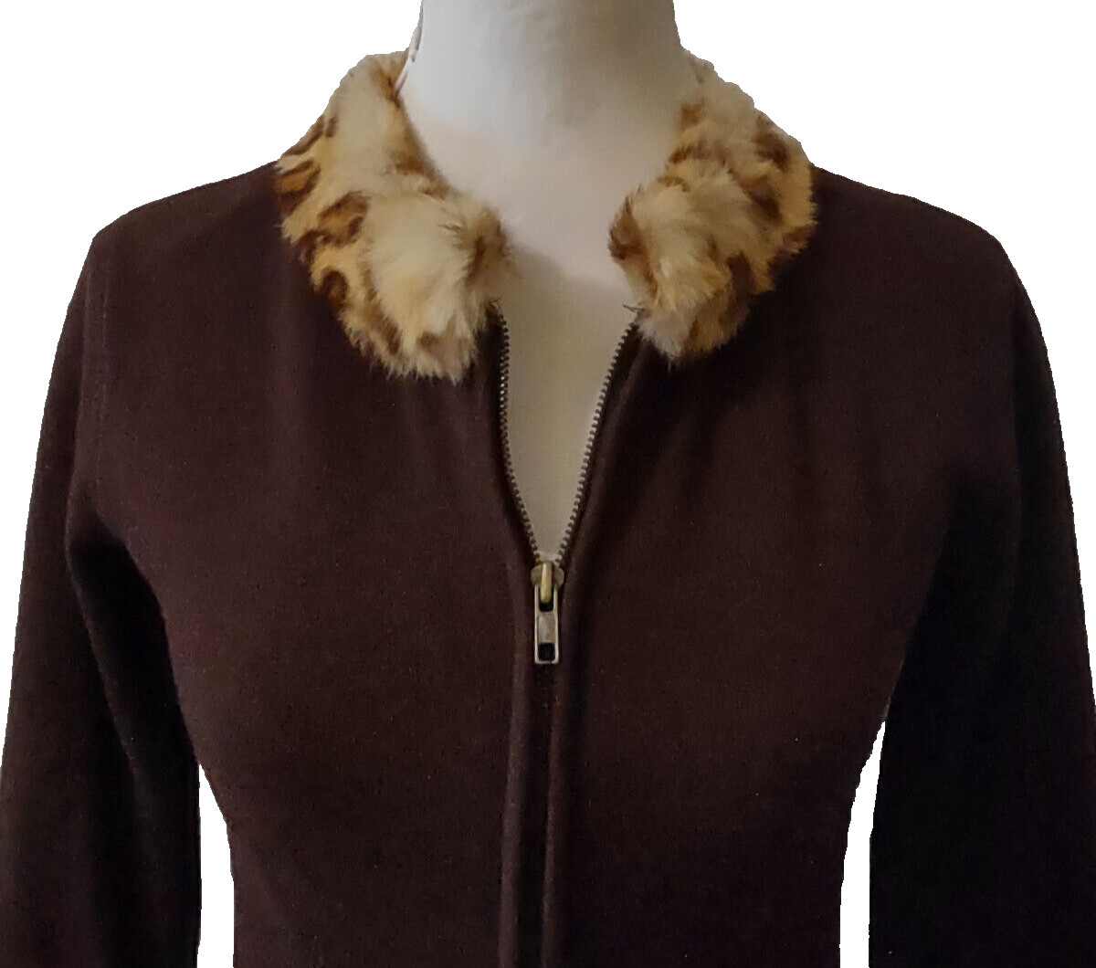 Vintage Bette Paige Sweater S Rabbit Fur Collar Silk Rayon Spandex