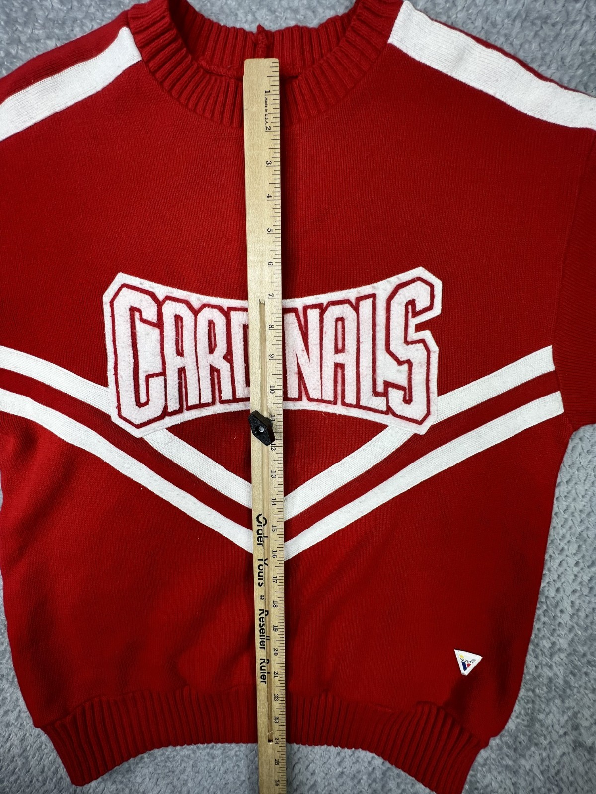 Varsity Red White Cheerleader Acrylic Pullover Sweater Shirt Medium Cardinals