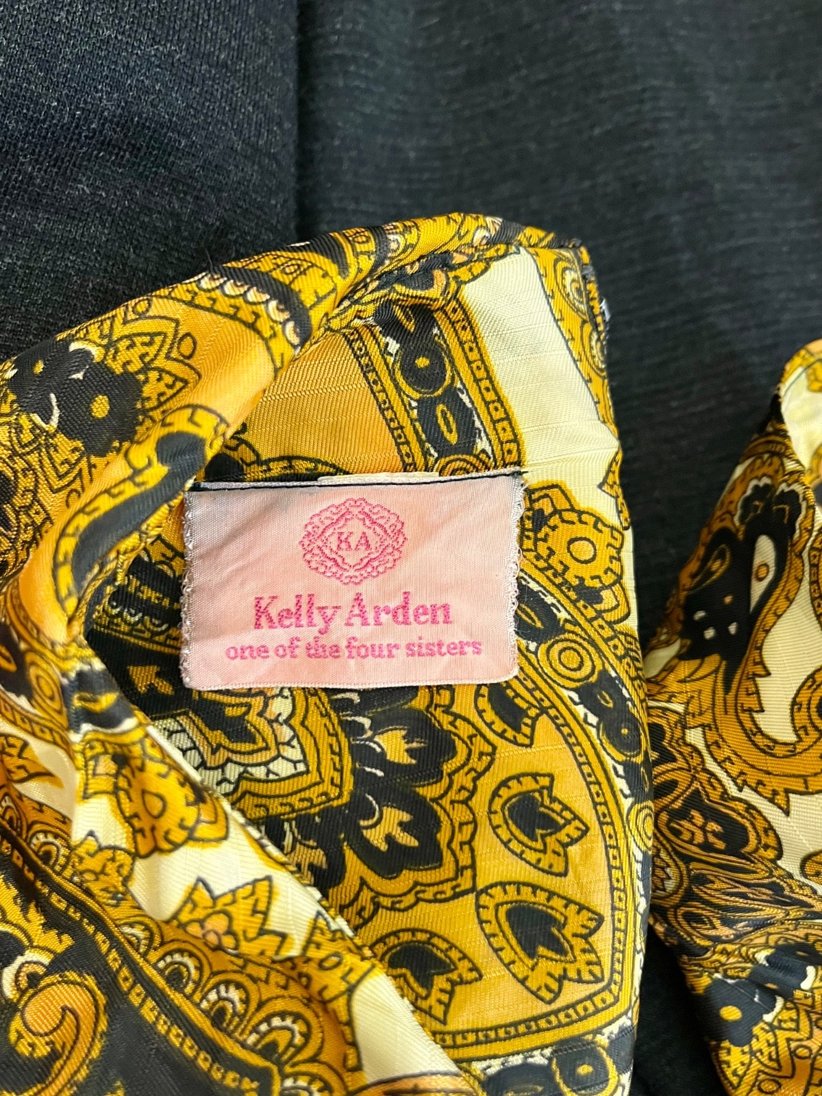 Vintage 1960’s-1970’s Kelly Arden (petite) grey, paisley dress & vest 2-pc. set