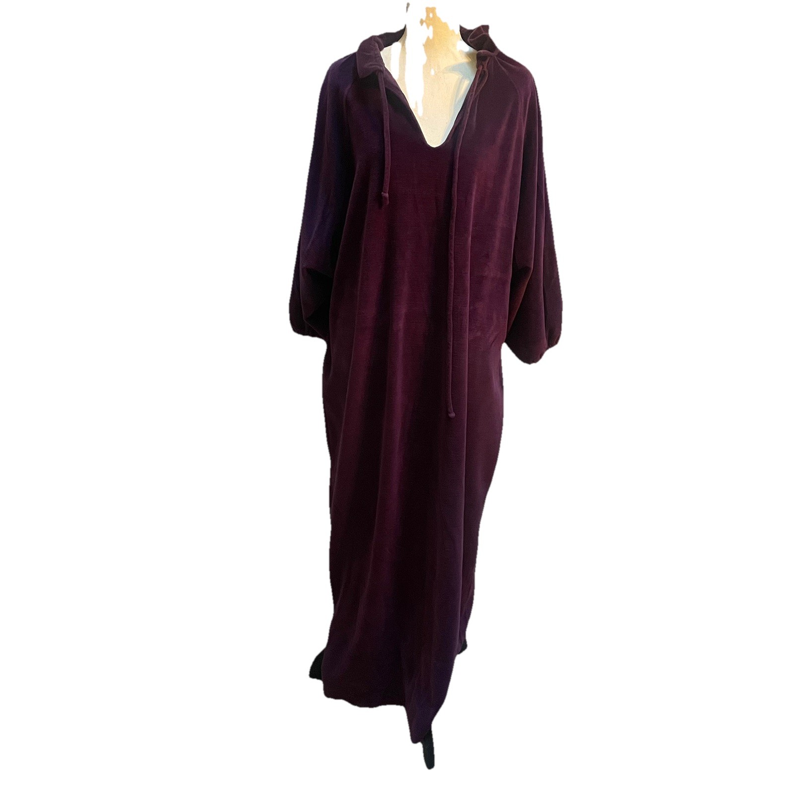Vintage Velour Hooded Kaftan Dress Coquette Dark Academia Lounge Gown Niki Lu