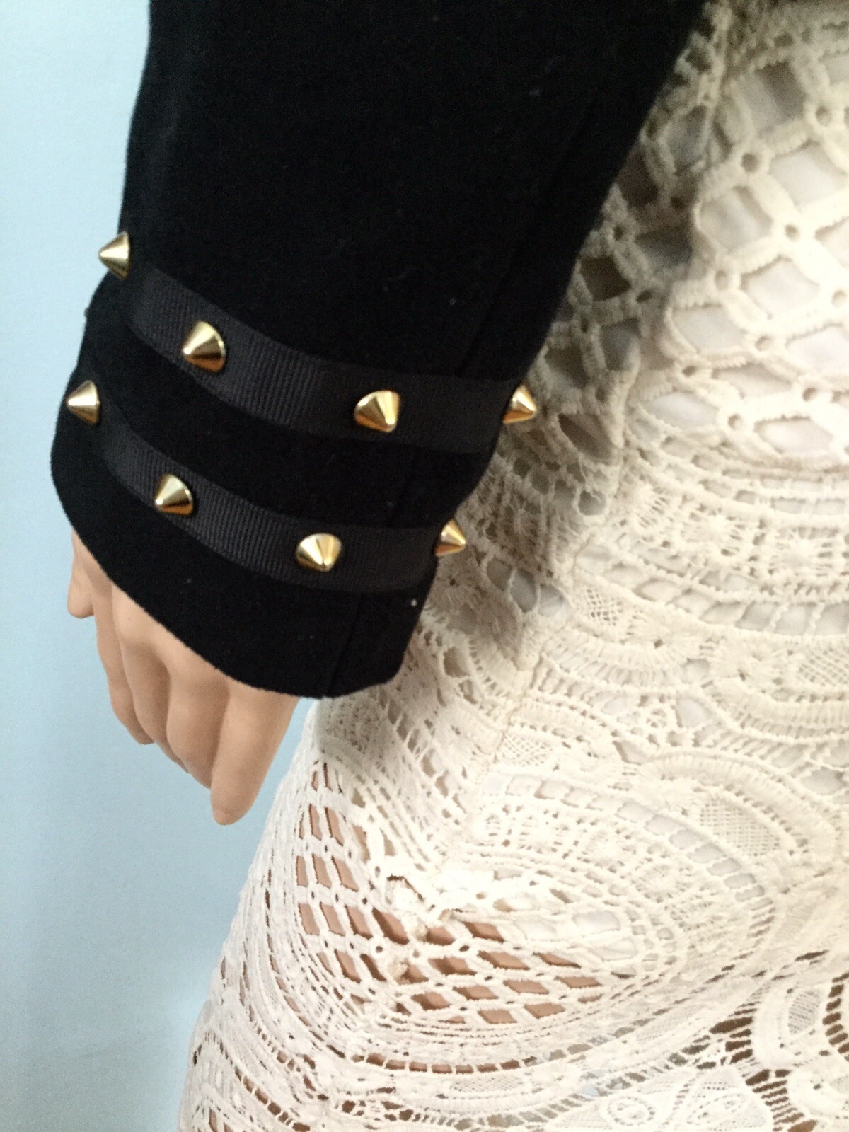 Elegant Gold Stud Zipper Zara Black Trafaluc Moto Jacket Coat Womens M Biker