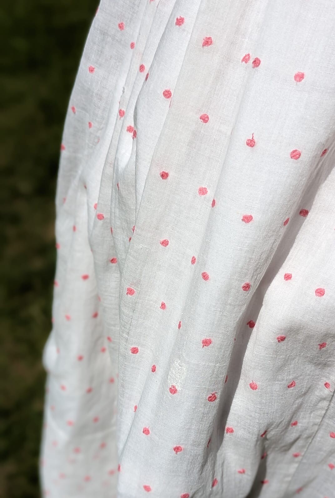 CIVIL WAR ERA SHEER PINK SWISS DOT MUSLIN SUMMER DRESS W CAP SLEEVES