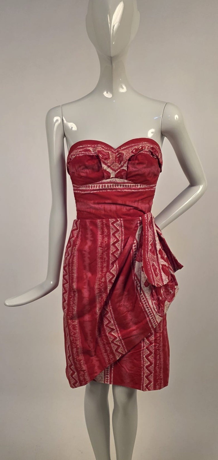 VINTAGE 1950’S HAWAIIAN PRINT COTTON DRESS W TIE SIDE BY THE LIBERTY HOUSE
