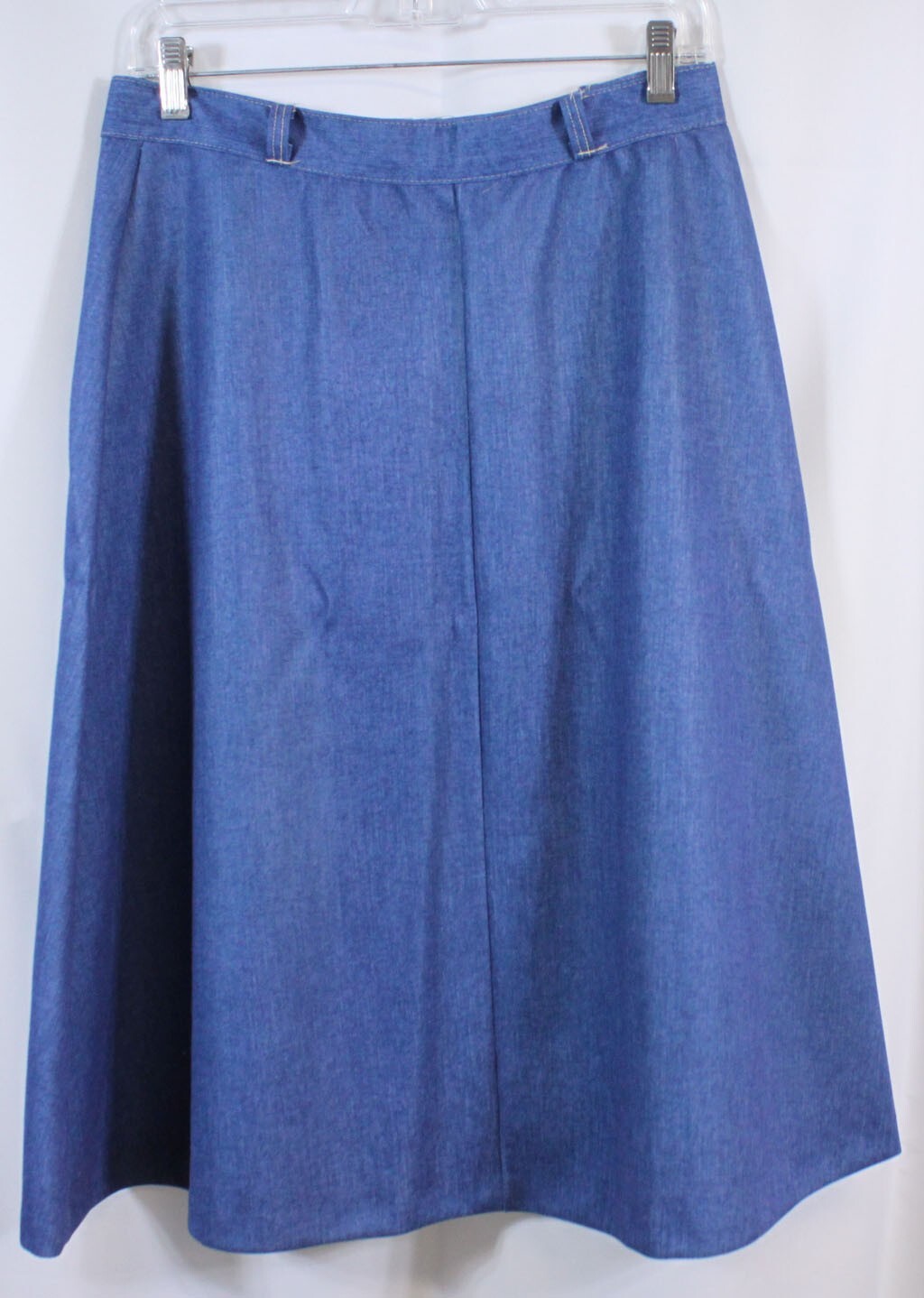 Vtg Denim Poly Skirt Western Cowgirl Peasant Longer Modest Swing 15/16 Retro
