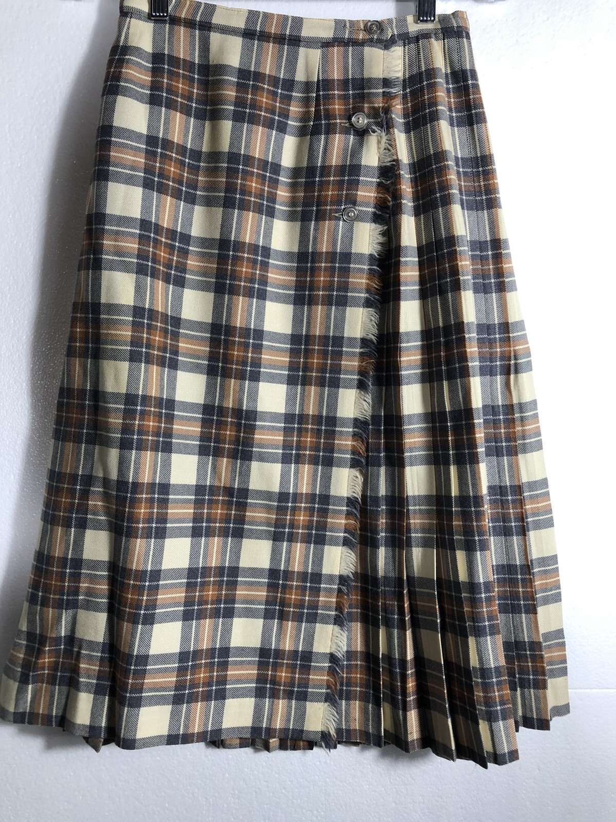 ALJEAN Canada Fine Wool Plaid Pleated Vintage 1976 Skirt Tartan 26” WAIST