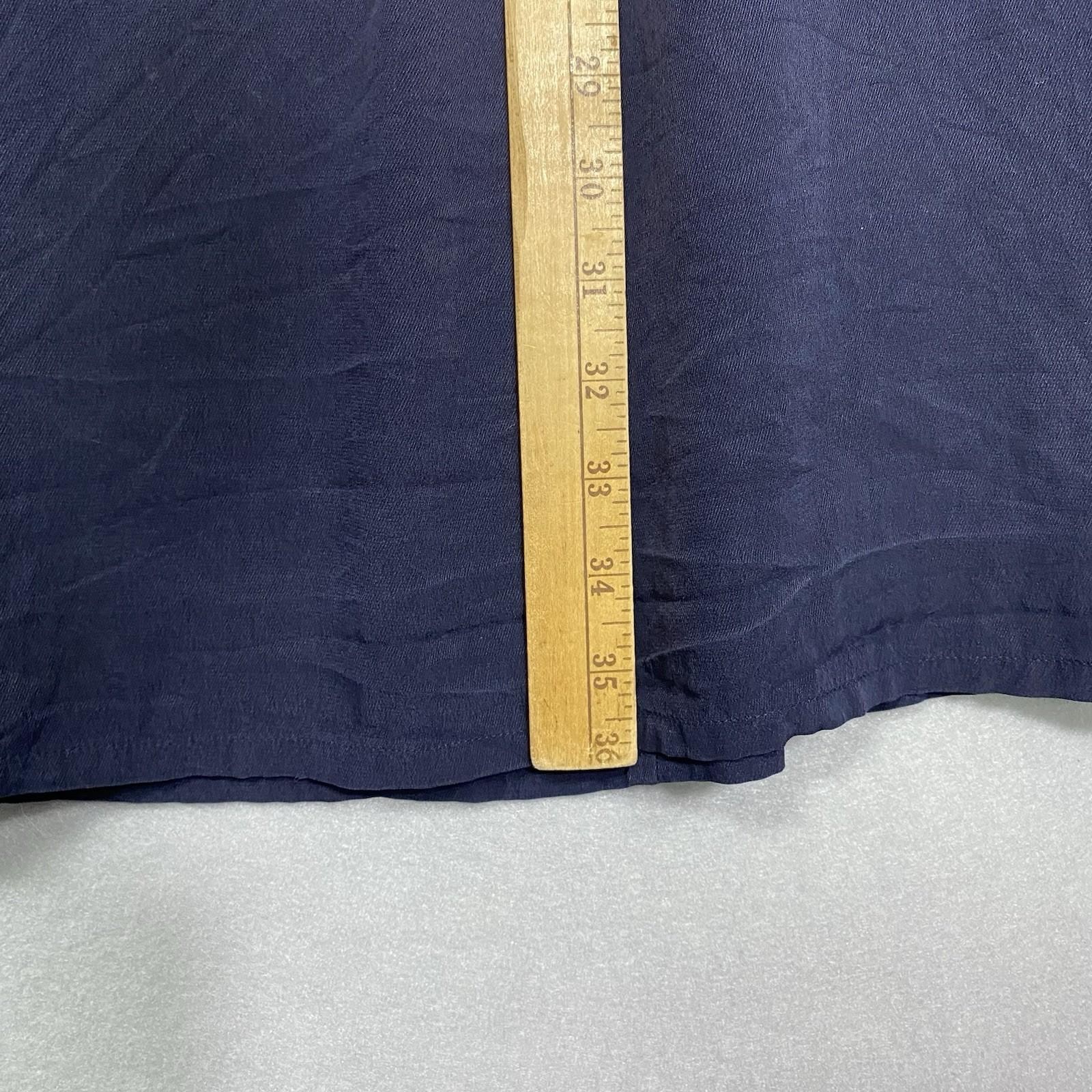 VTG Women’s Long Skirt 100% Silk 6 Navy Blue Refined Minimalist Quiet Luxury