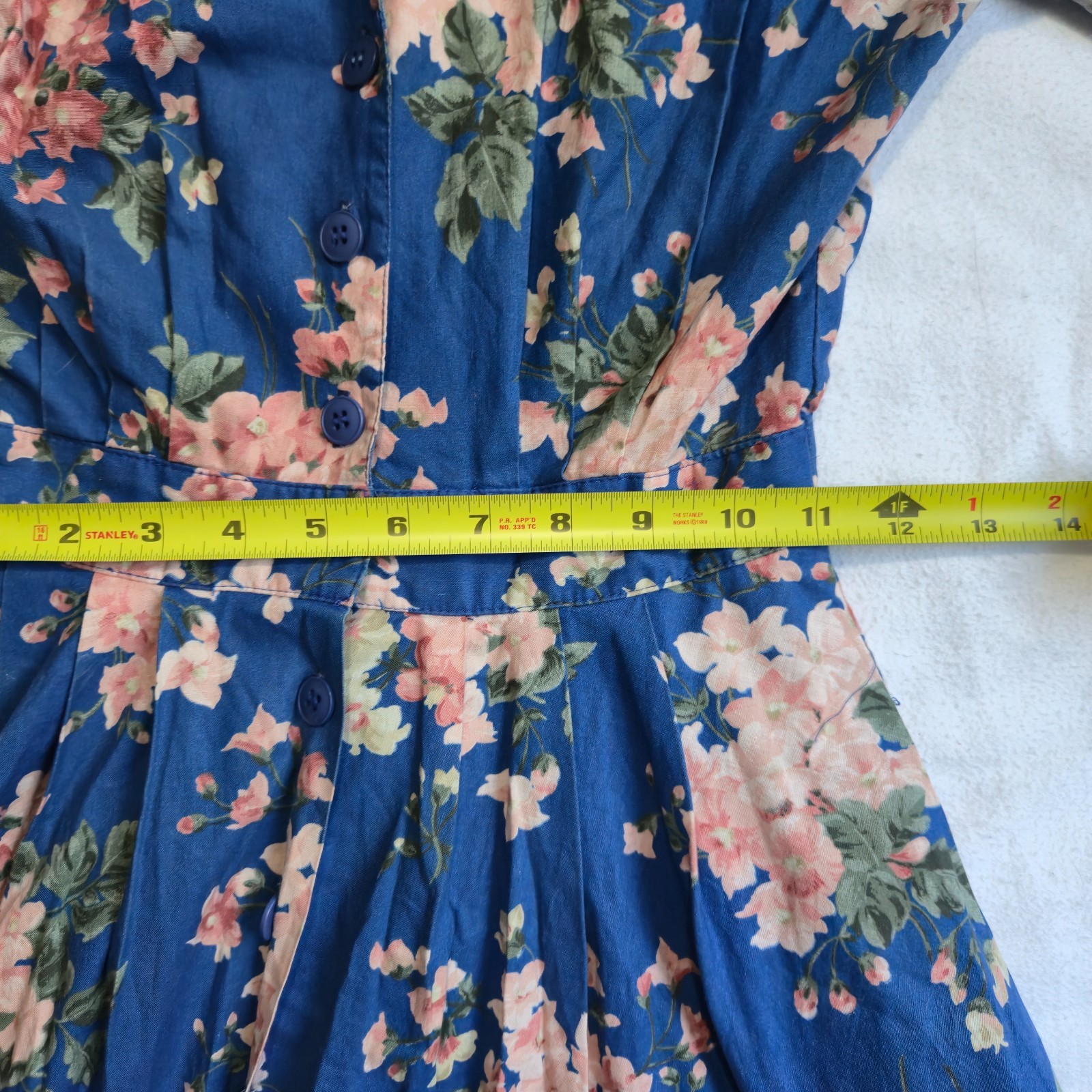 Vtg 90s Carol Anderson Petites Floral Midi Dress Pockets USA Cottagecore 2P
