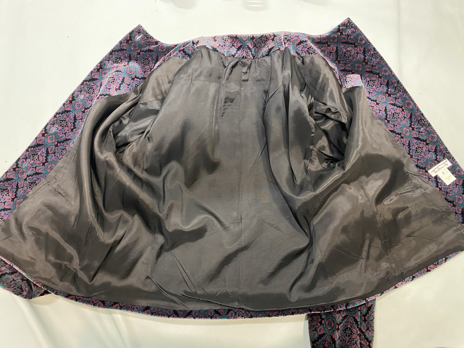 Vintage Velvet Jacket SIZE 12 LARGE L purple black high neck TALBOTS 90s Y2K