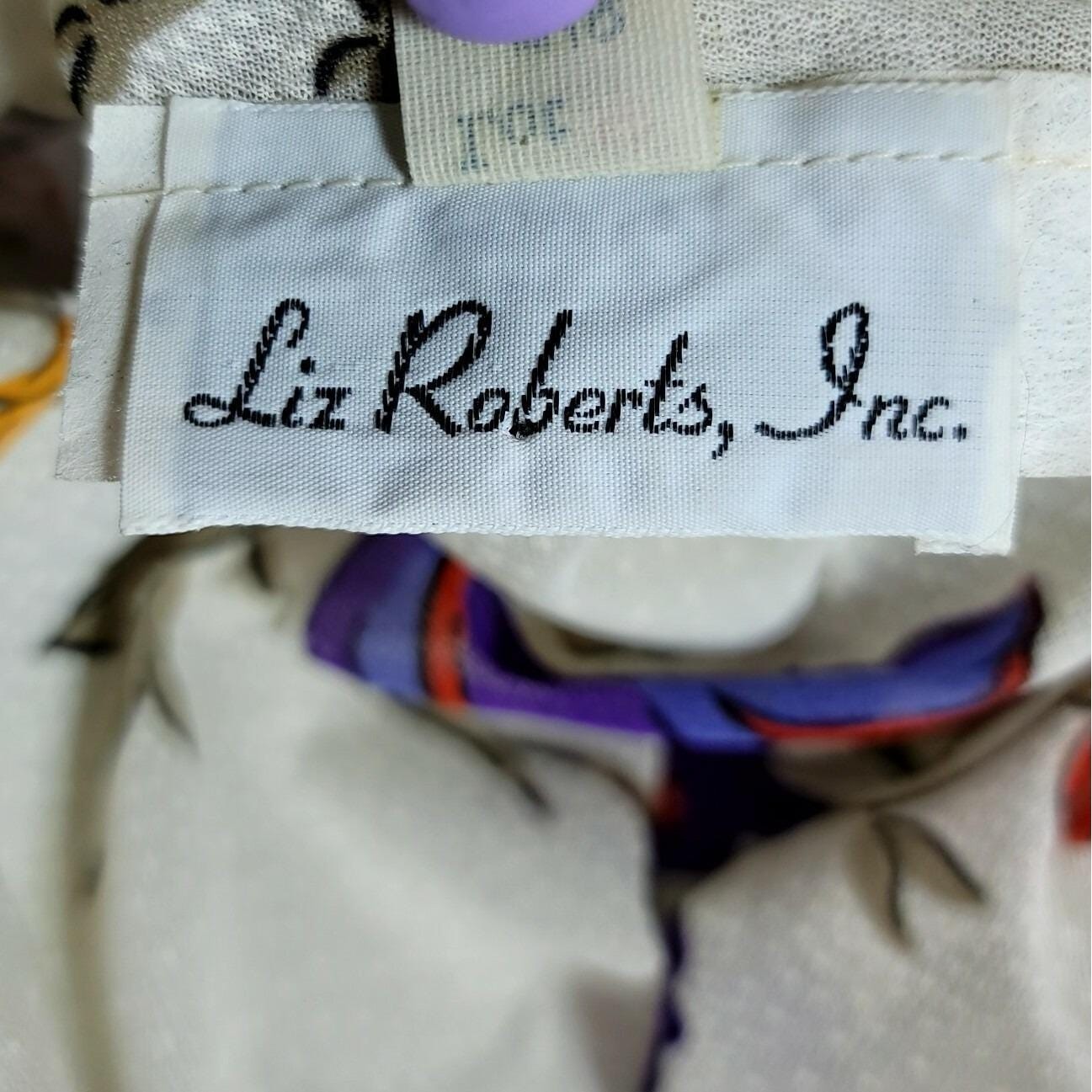 Liz Roberts Inc Vintage Floral Accordion Pleat Midi Dress Cream Purple Red 7/8