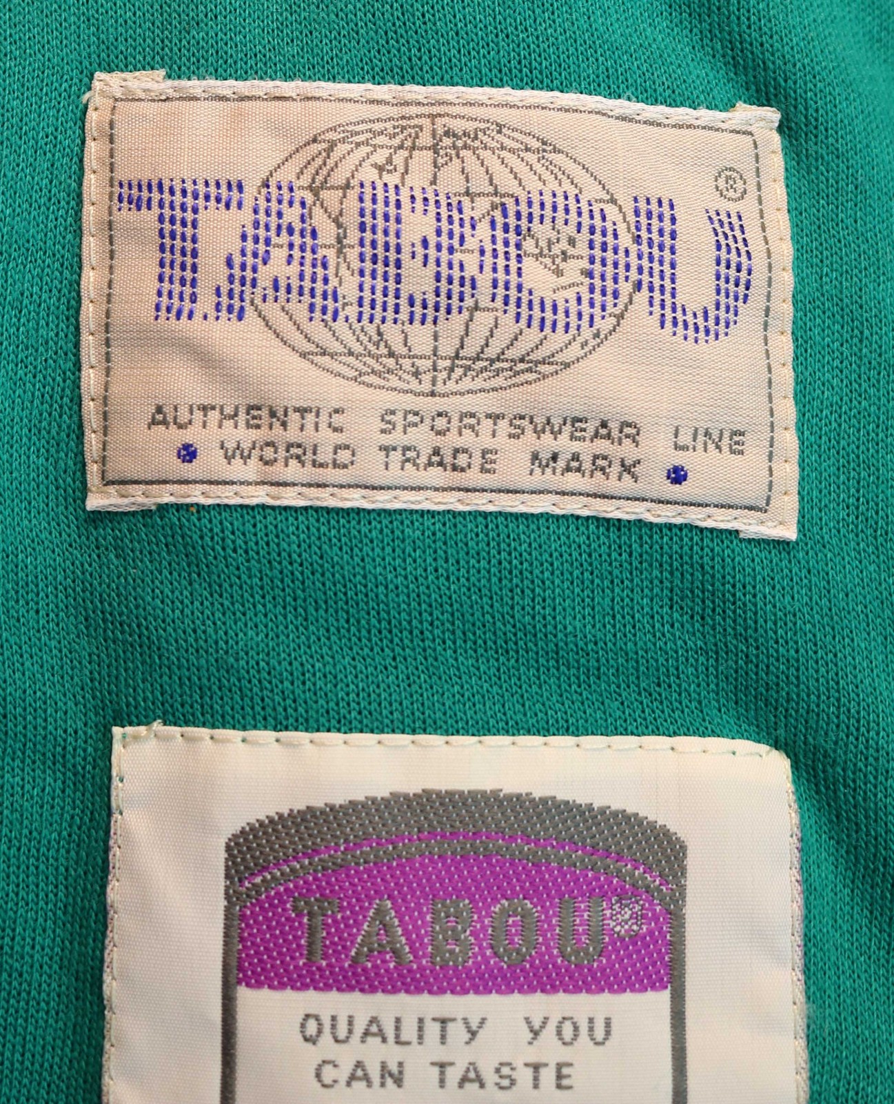 NWT 1980s Vintage Tabou Sweatshirt Pullover Green Purple Colorblock New Wave S/M