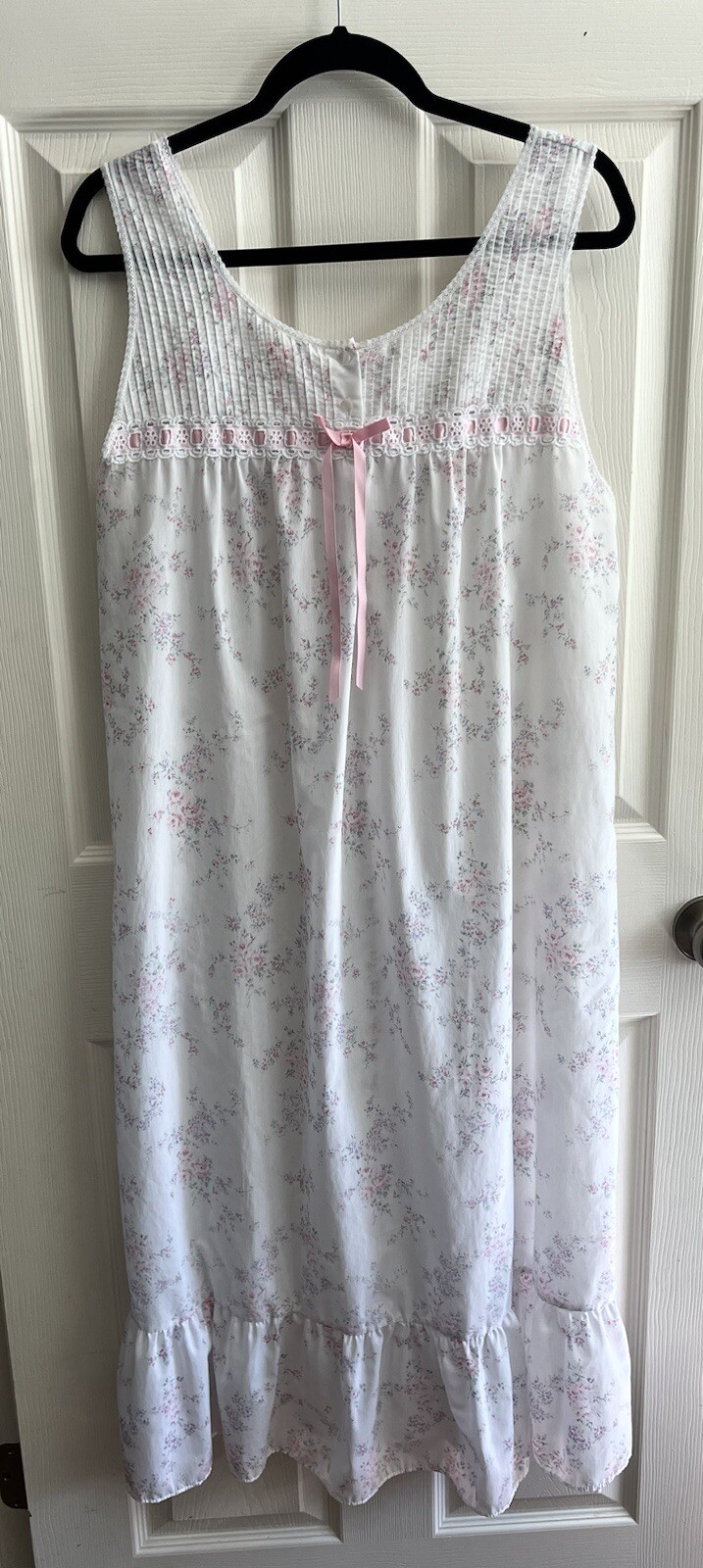 BARBIZON Vintage 80’s Cottagecore Prairie Delicate Rose Print Maxi Night Gown L