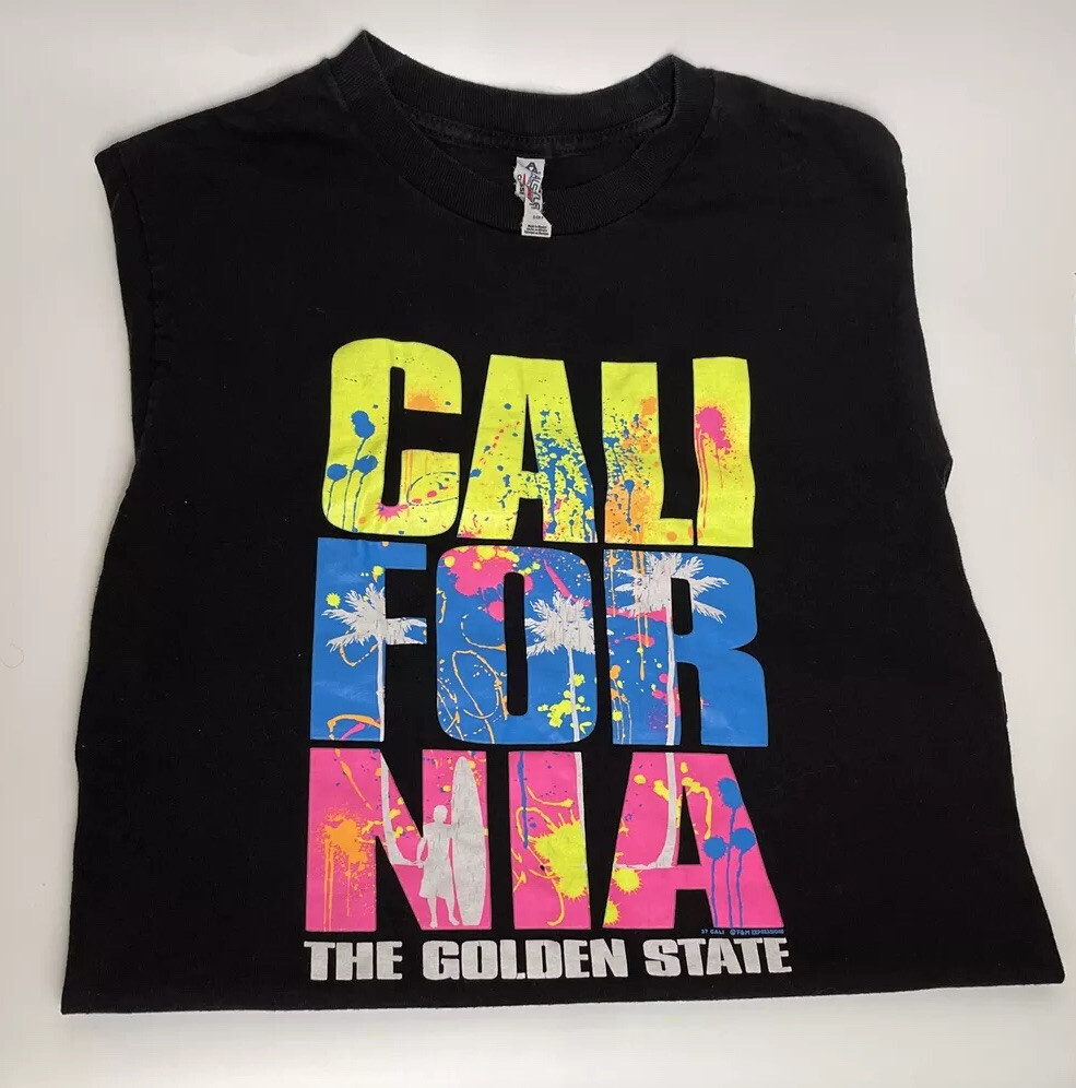 California Vintage 90s Neon Tourist Shirt Size S Alstyle Tag