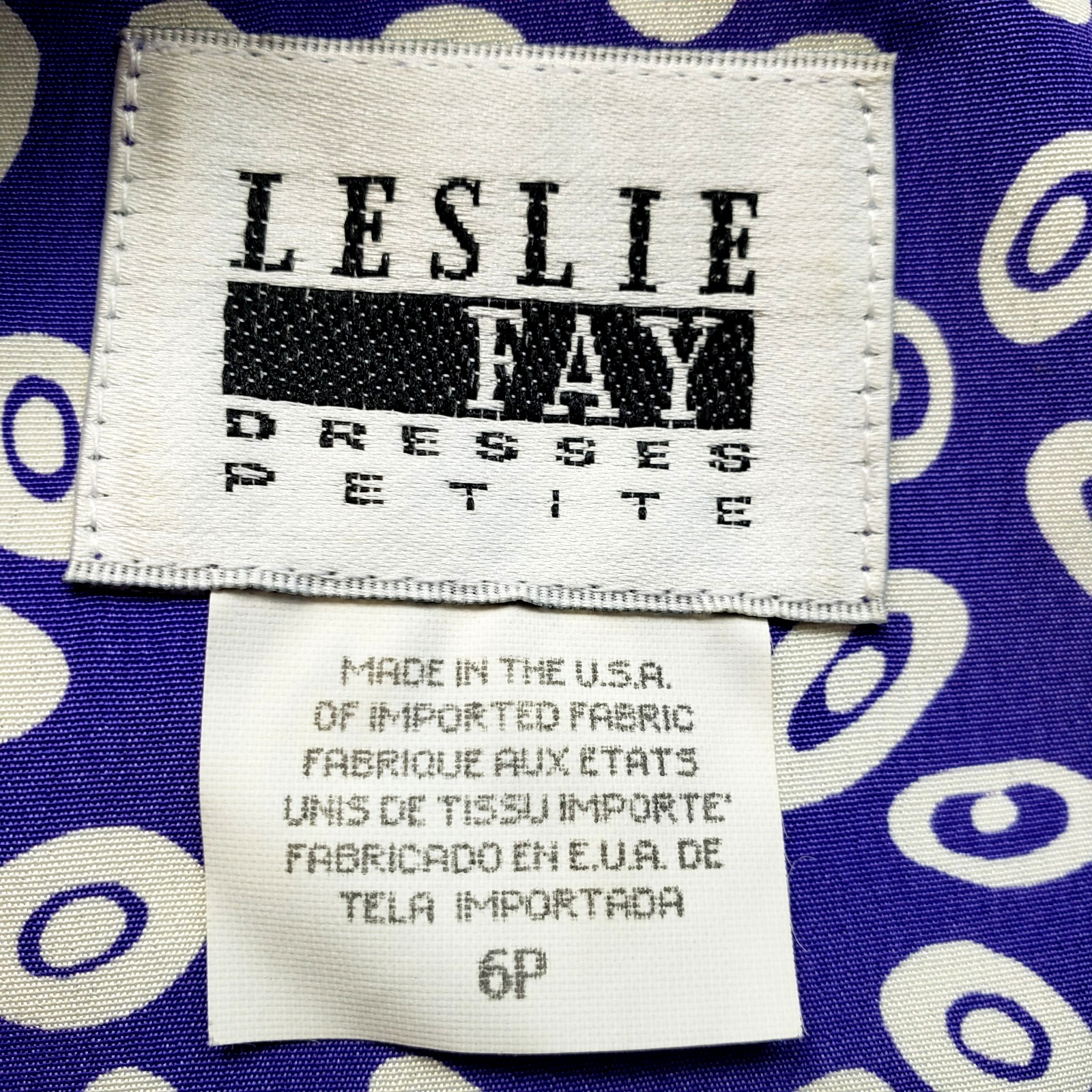 Vintage Leslie Fay Dress 80s 90s Pleated Geo Paisley Purple Belted SIZE 6P