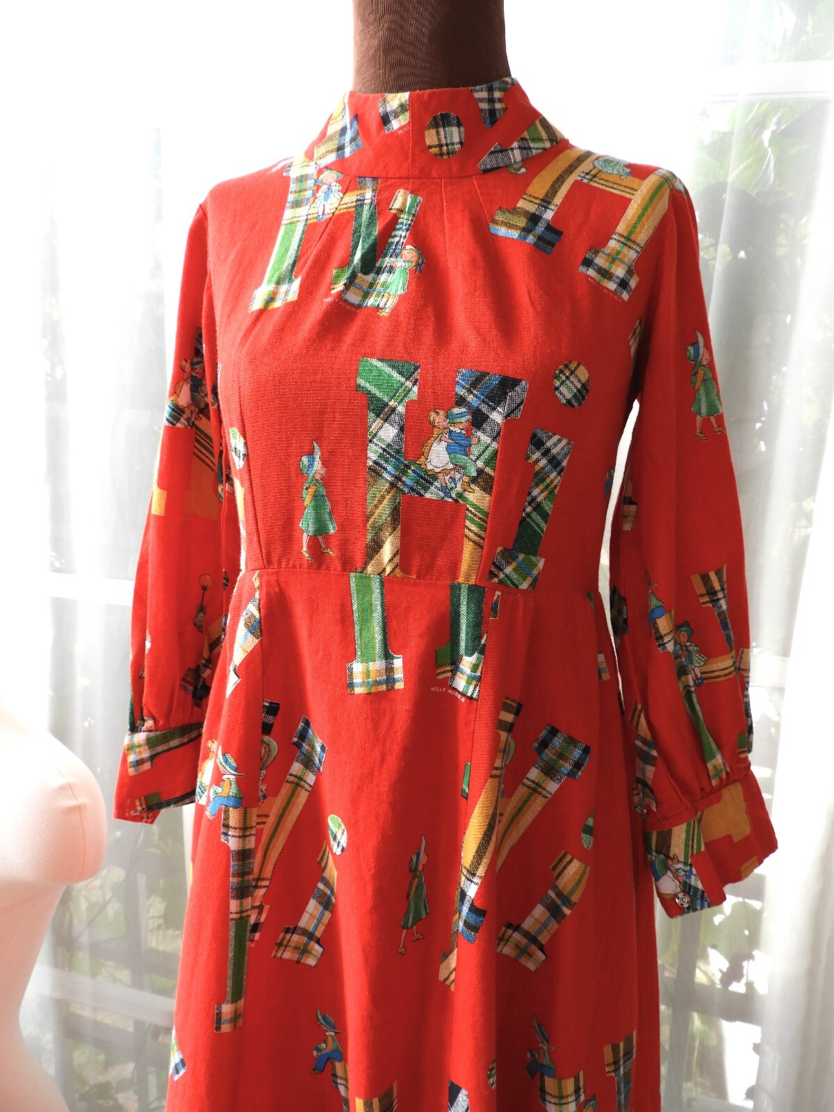 Vtg 1970’s Red Holly Hobby Pioneer Girl Praire Misses Dress sz XS