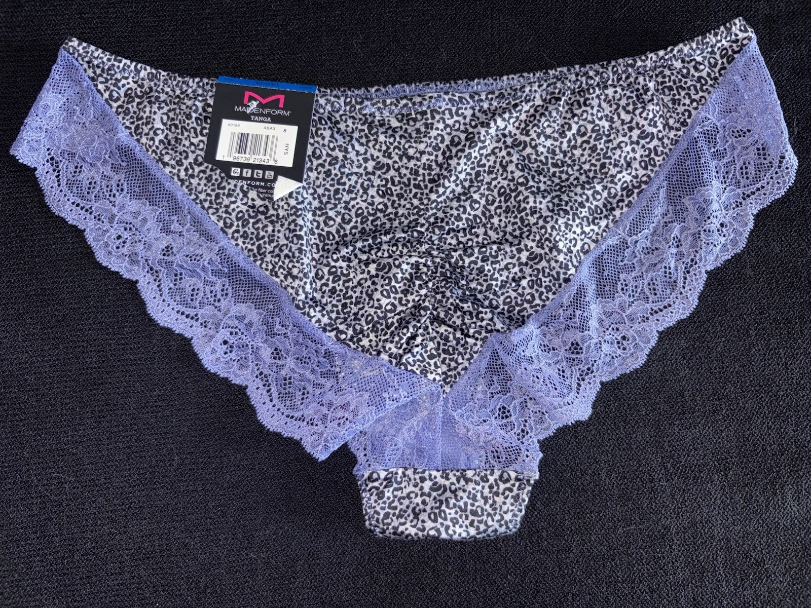 Maidenform Panty Bikini Second Skin Lace Tanga Cinched Back XL Nylon Underwear