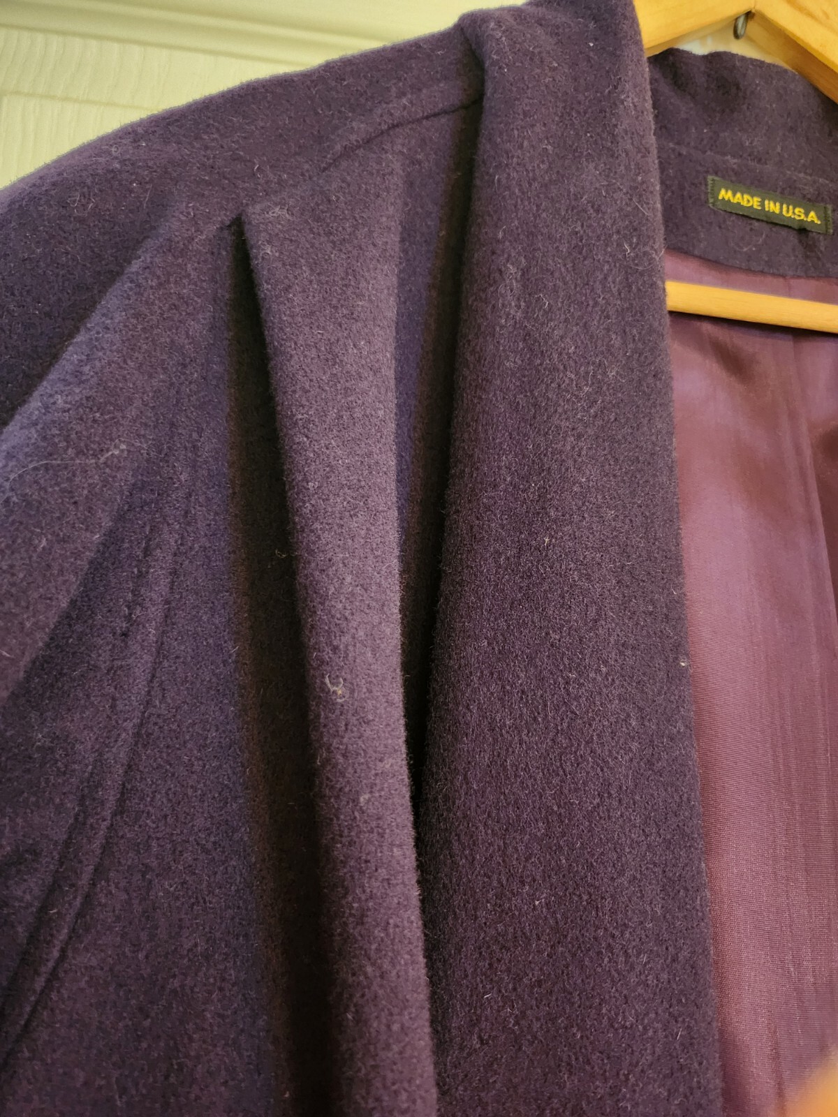 Vintage Purple Made In USA 100% Wool Swing Princess Coat, Sz 12
