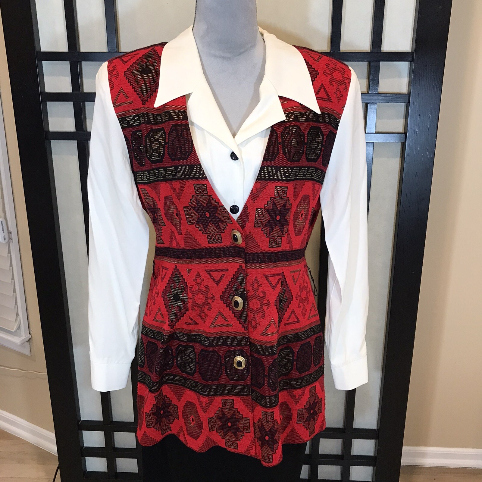 Vtg Tina Barrie Womens Tunic Skirt Set 2 Pc Built in Blouse Made in USA Size 12