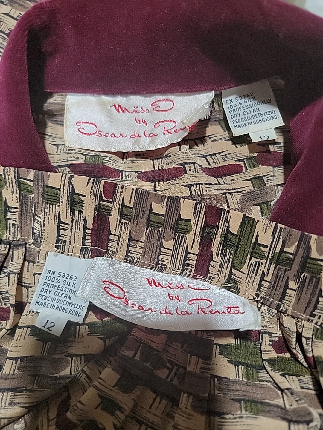 OSCAR DE LA RENTA, MISS D Vintage 2PC Blouse & Skirt 12 Lace & Velvet Trim #11