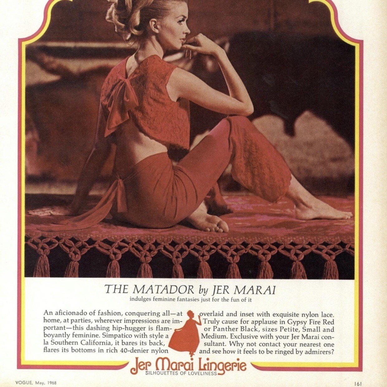 VTG 60’s THE MATADOR by JER MARAI Red Nylon Lace Loungewear Pajamas set