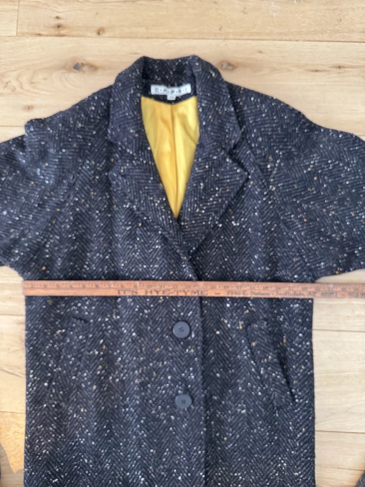 Vintage Women’s Charcoal Gray Wool Tweed Coat. Bracelet Length Sleeves. M
