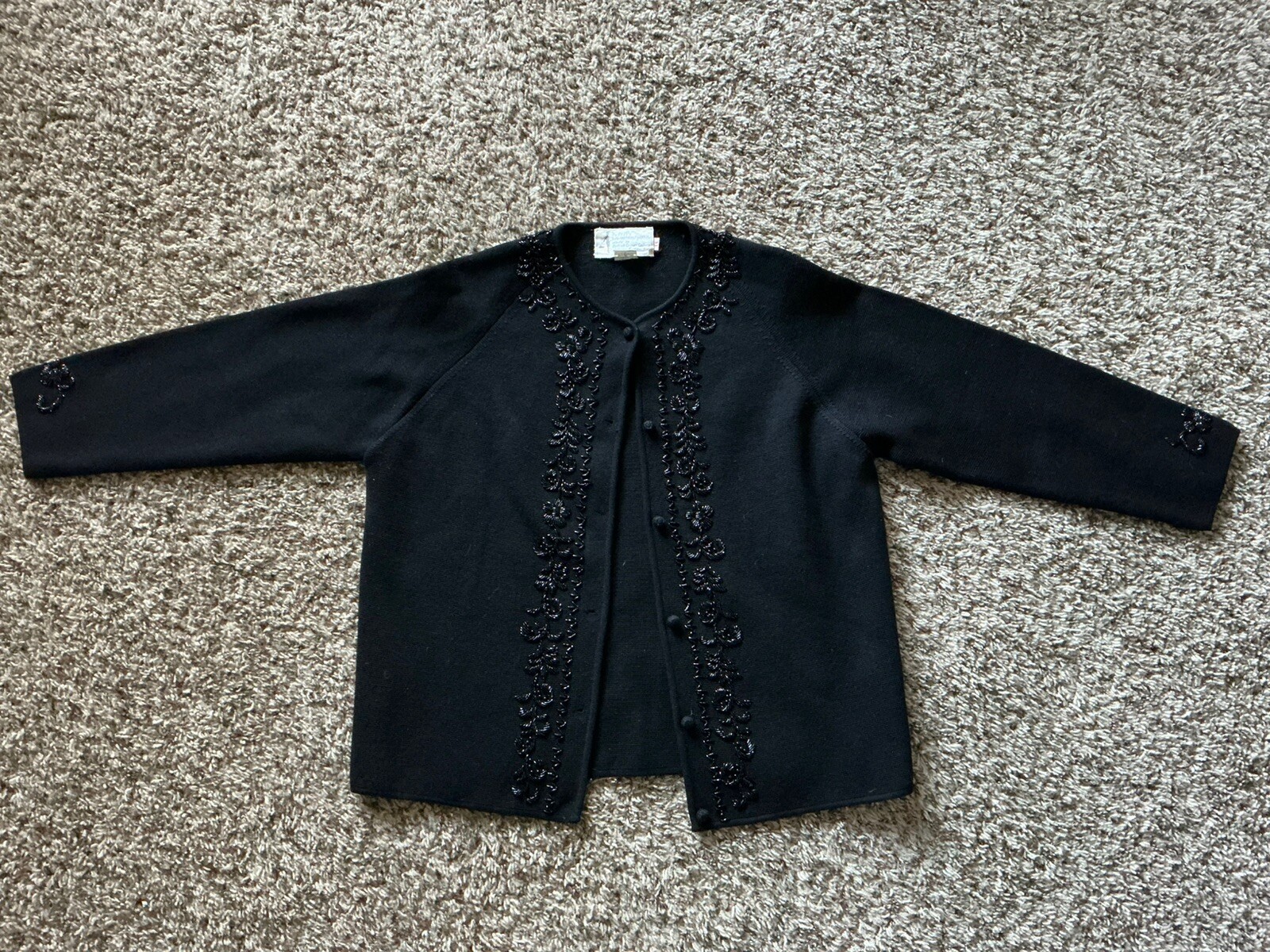 Vintage Penney’s International Imports Wool Blazer/Cardigan Style Beaded Floral