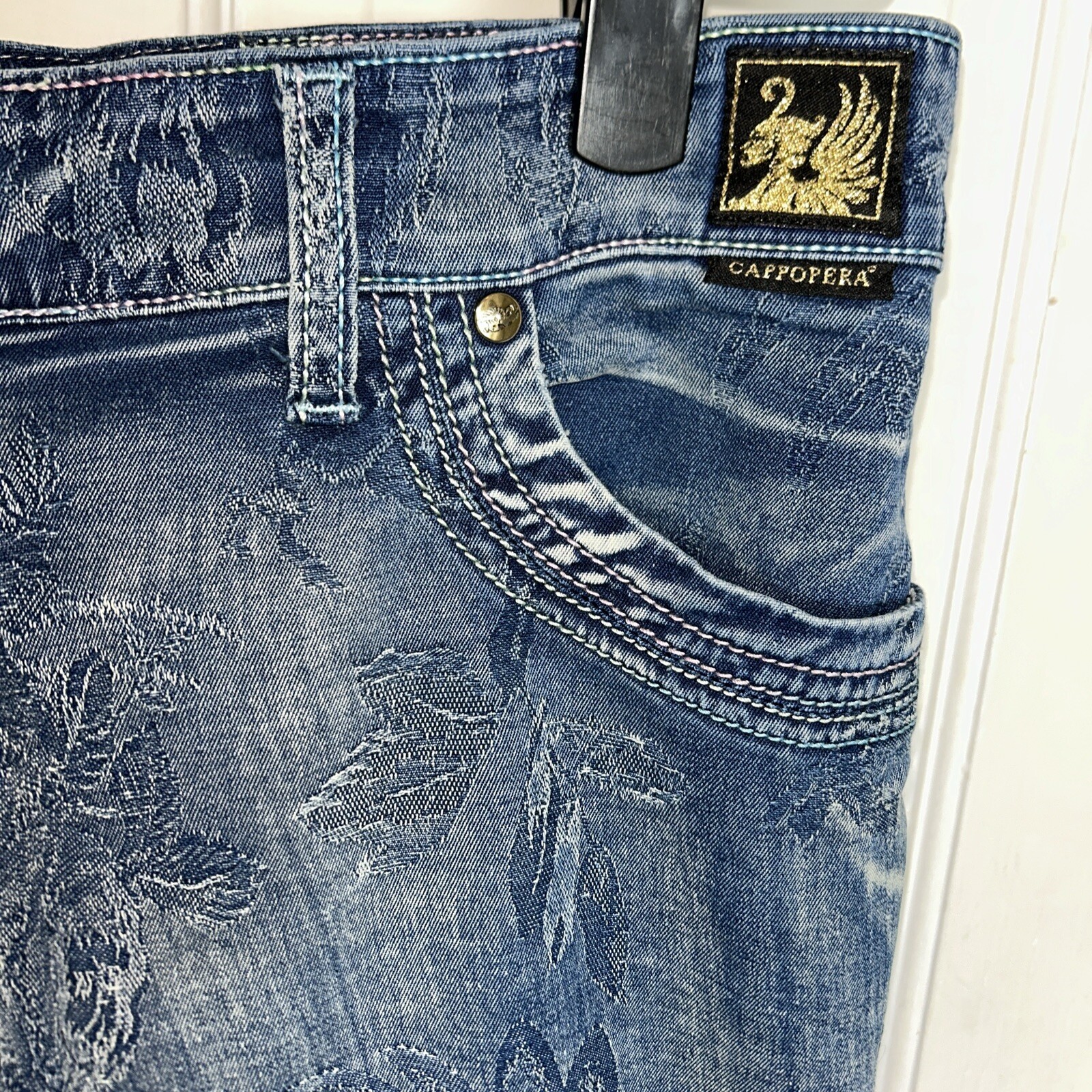 RARE VTG Cappopera Jeans Couture, Italian, Y2K/ 90’s, Brocade Design, 30” x 31”