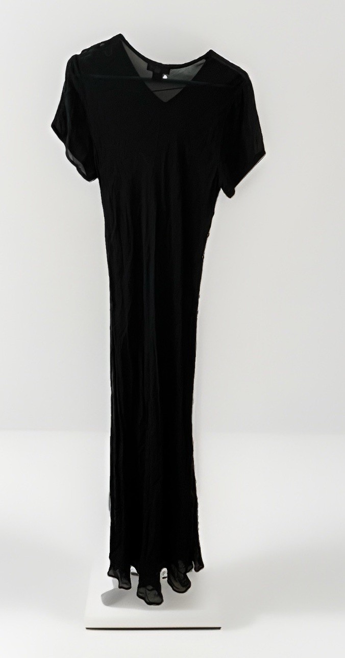 Vtg American Angel Floral Black Maxi Dress Coverup L 90s Grunge Whimsigoth Fairy
