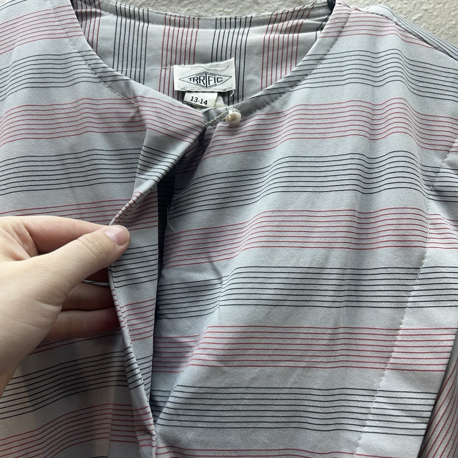 Vintage 60s Shirtwaist Dress Womens 13/14 Striped Belted Long Sleeve Western