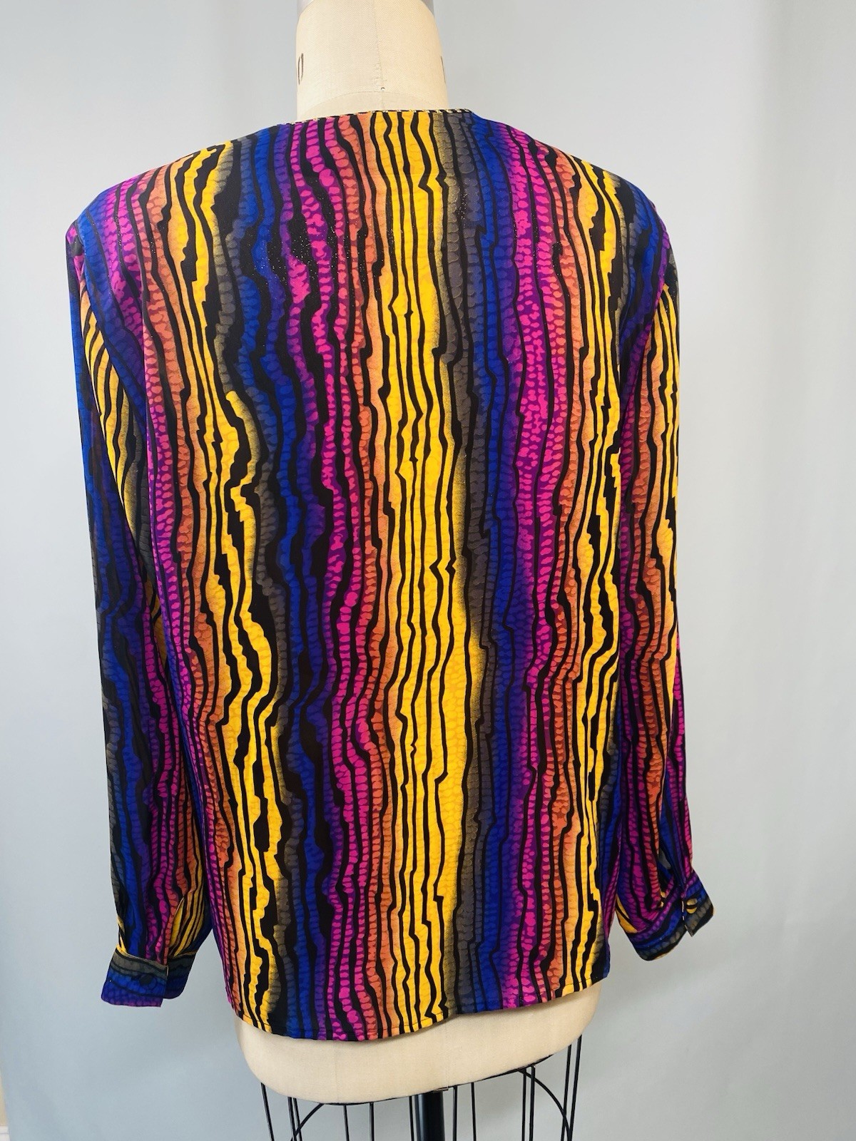 Vintage Blouse SIZE 12 LARGE rainbow bright CHRISTIE & JILL 80s 90s