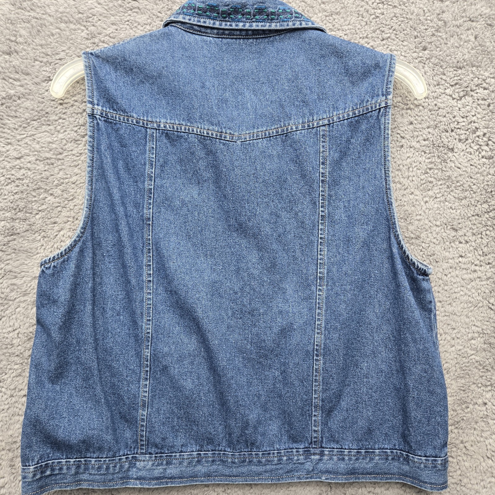 Vintage 90s Portraits by Northern Isles Denim Vest, Braided Trim Western