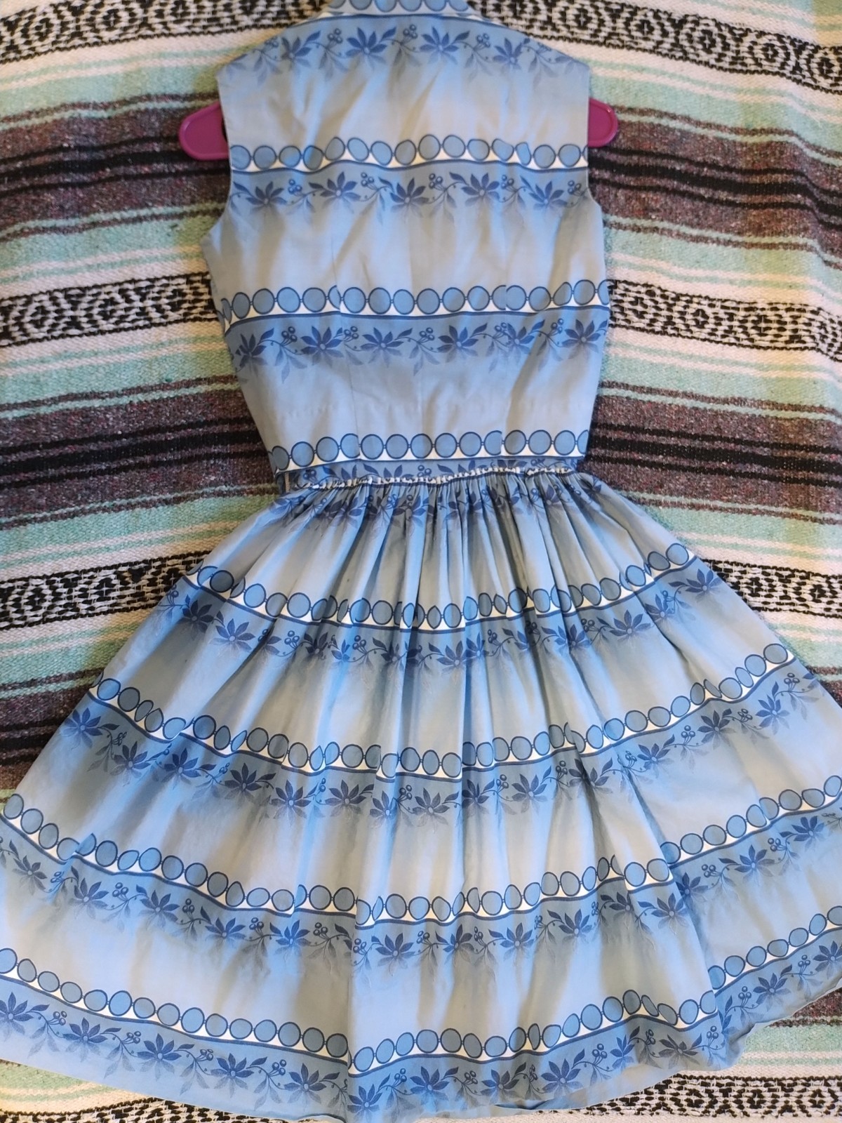 Vintage 1950s Vicky Vaughn Sundress and Shirt Set Blue Mid Century Full Skirt