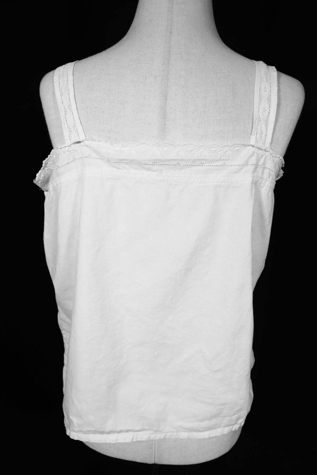 Antique French 1920’s Off White Cotton Camisole Size Medium Excellent Condition