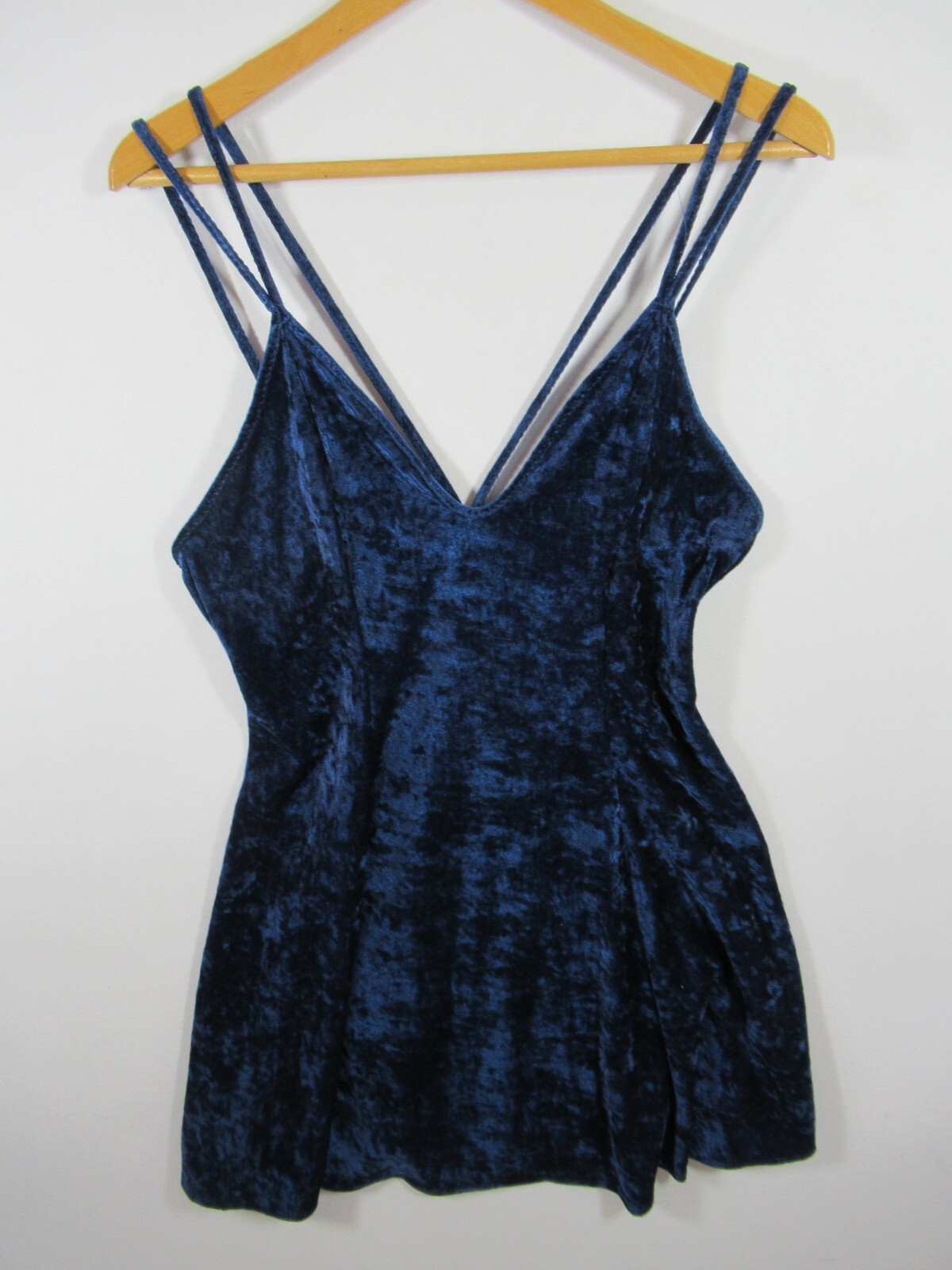 Vintage Petra Fashions Velvet Chemise Babydoll Nightgown Women Large Blue